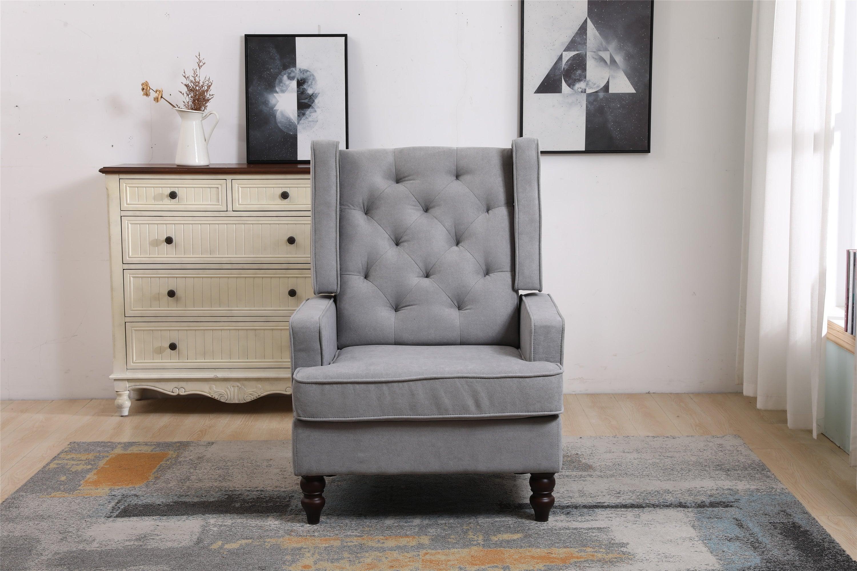 living  room Comfortable  rocking chairAccent chair  with   light   grey   fabric