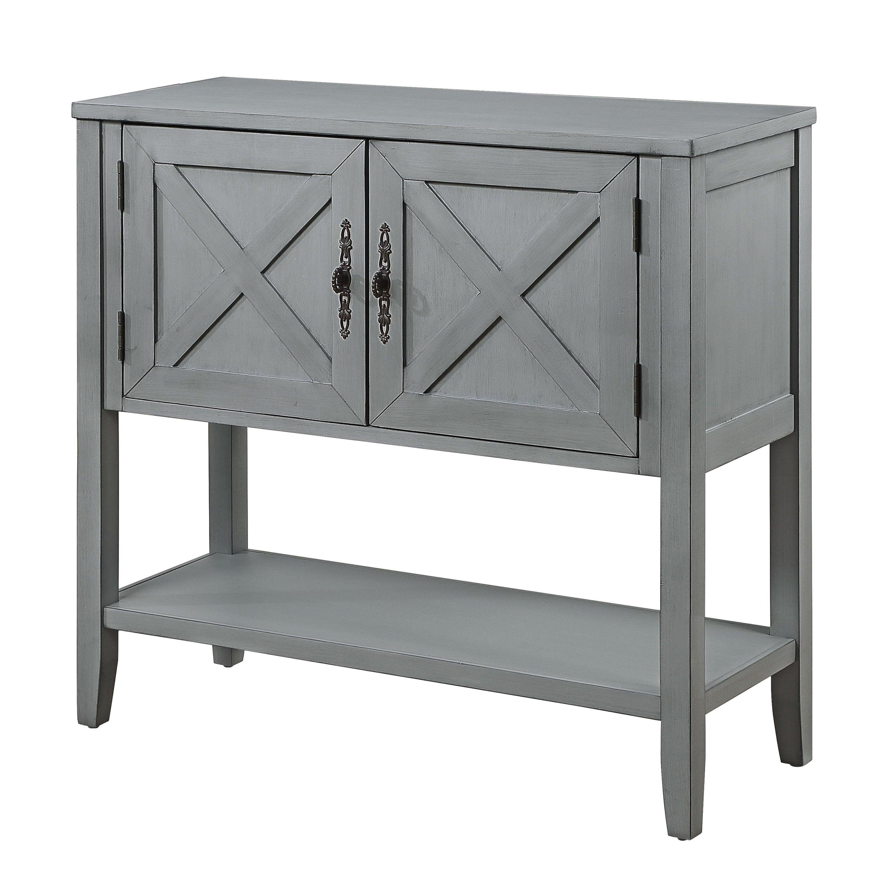 35’’ Farmhouse Wood Buffet Sideboard Console Table with Bottom Shelf and 2-Door Cabinet, for Living Room, Entryway,Kitchen Dining Room Furniture (Antique Gray)