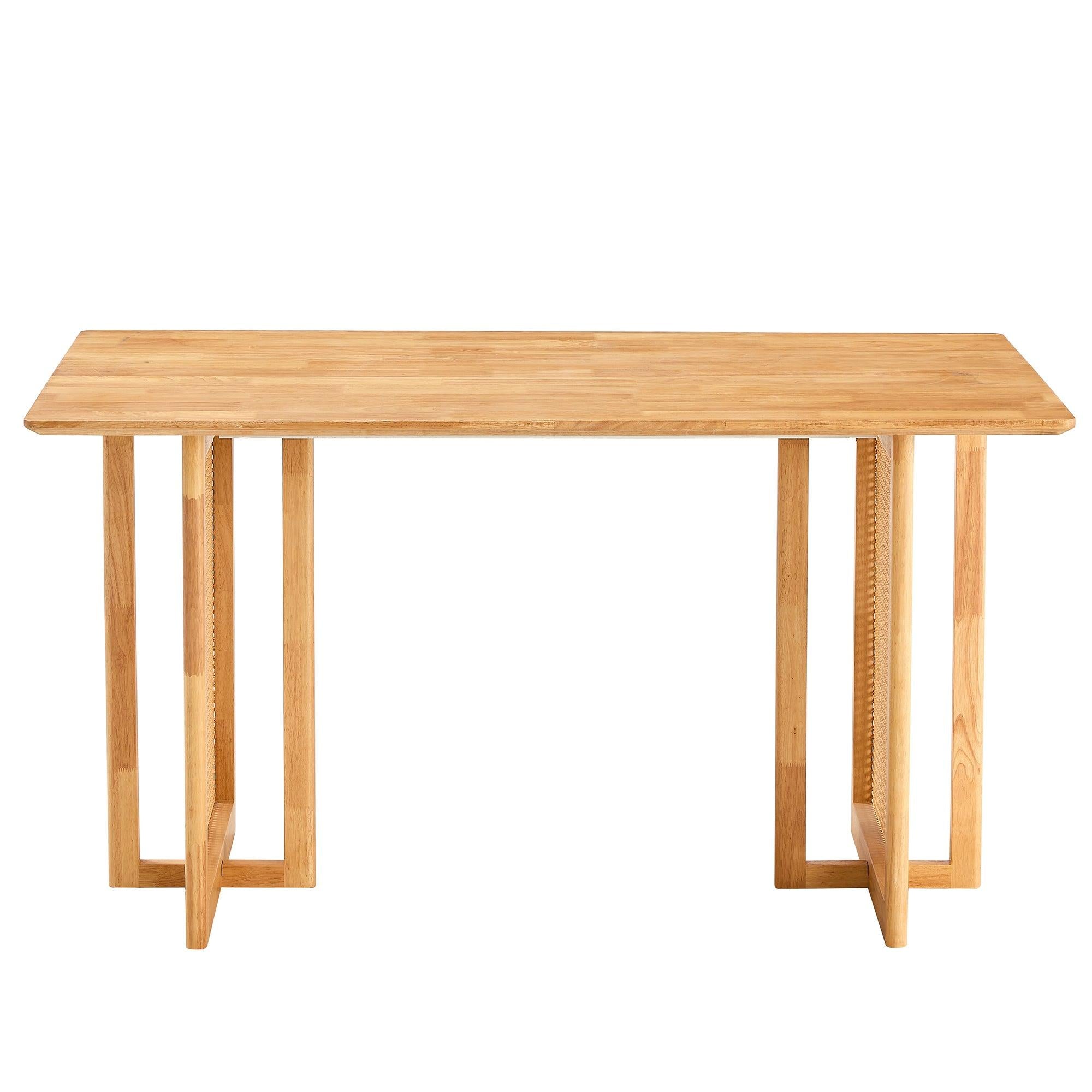 Dining Table.Chinese-style Rural Retro MDF Dining Table, SimpleModern Imitation Rattan Dining Table, Wooden Dining Table, Office Table.Suitable for Dining Room, Living Room and Office