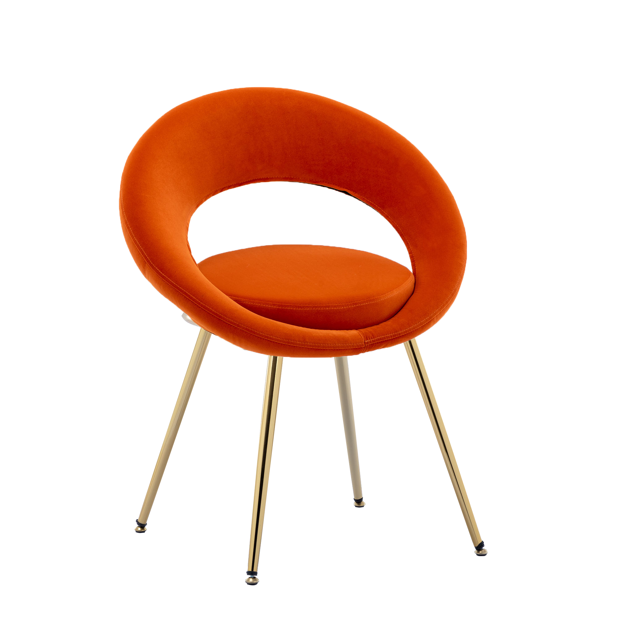 Orange VelvetModern accent/Conversation Lounge Chair With Gold Plated Legs, unique appearance，Suitable For Office, Lounge, Living Room，set of 2