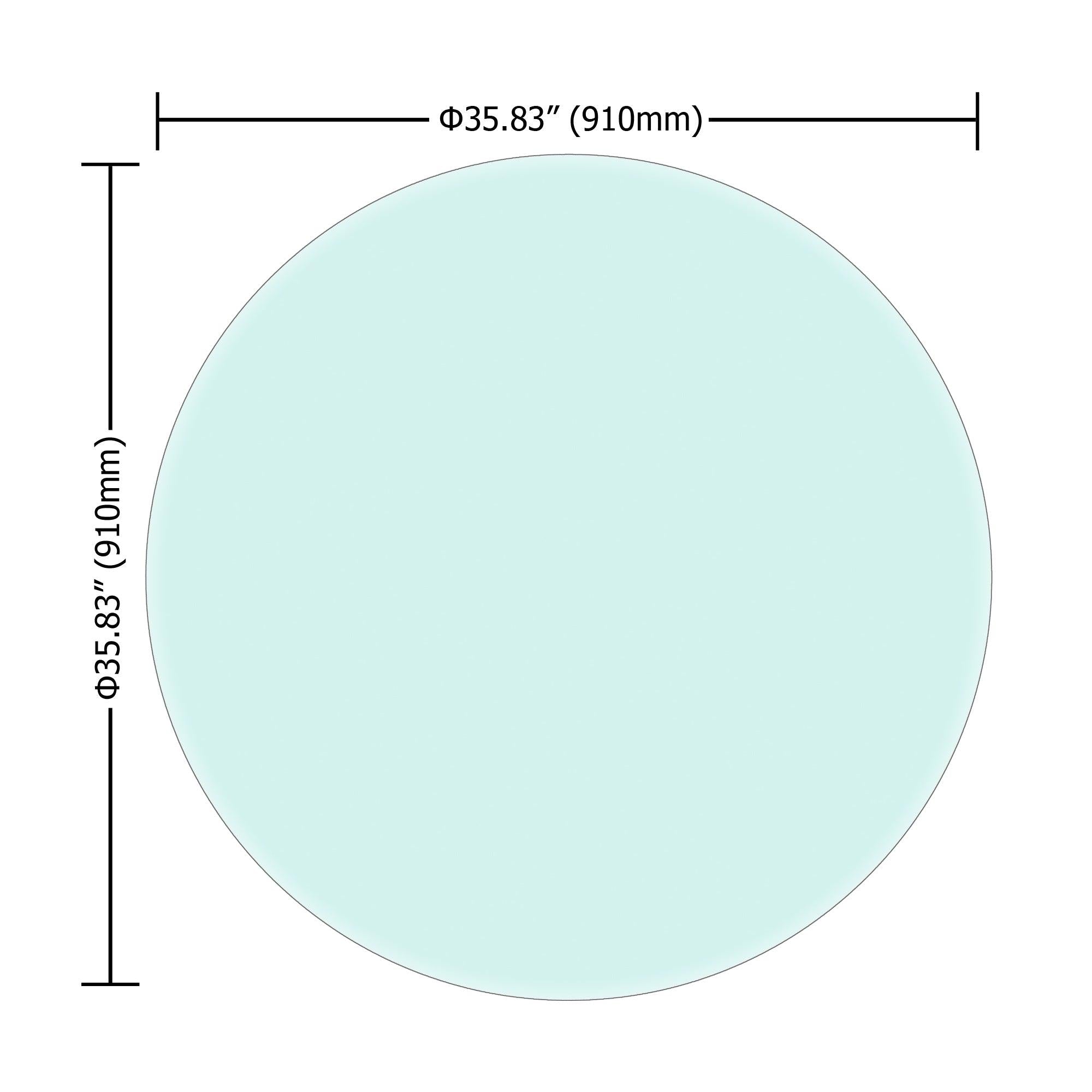 36" Inch Round Tempered Glass Table Top Clear Glass 1/2" Inch Thick Beveled Polished Edge