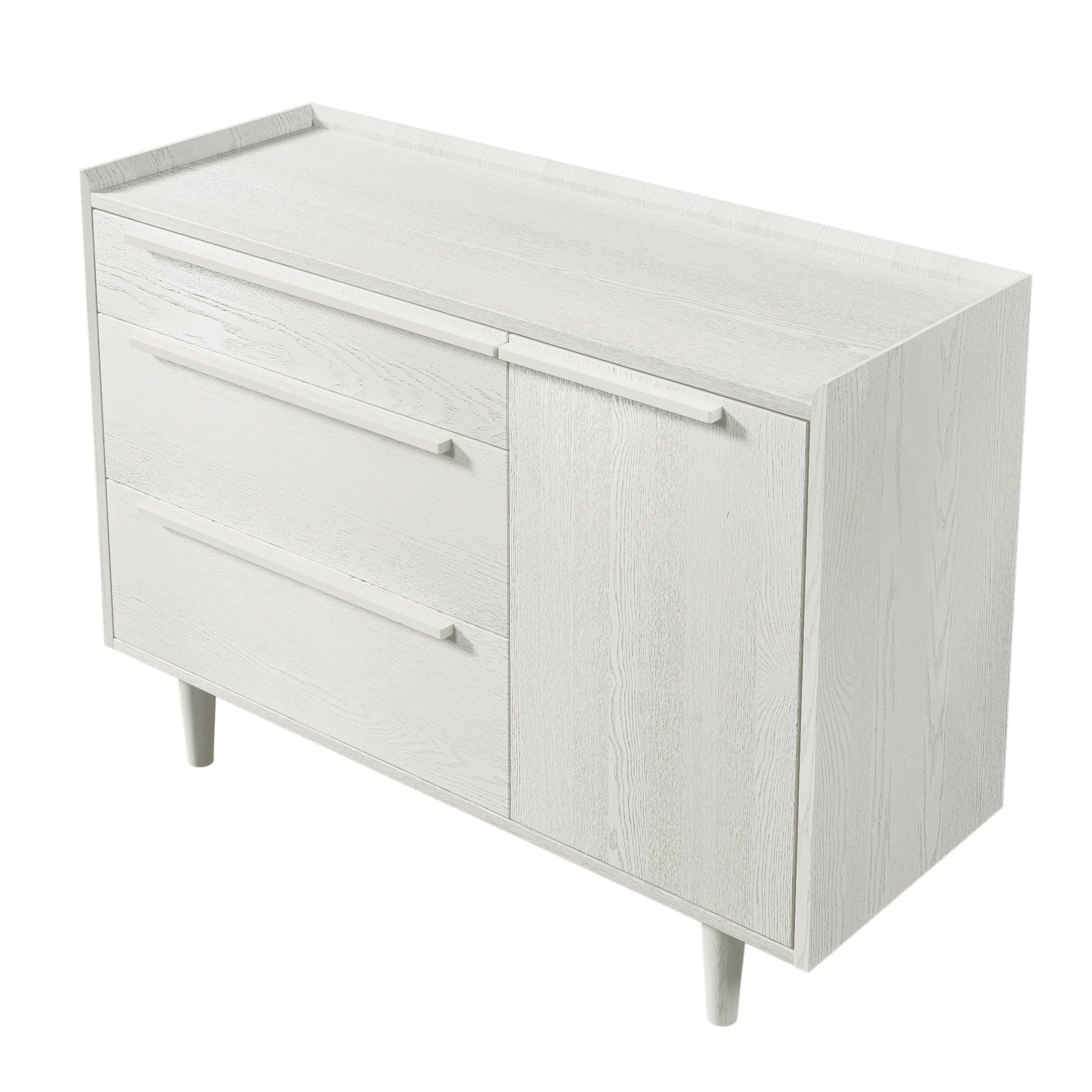 Modern Style Manufactured Wood 3-Drawer Dresser with Solid Wood Legs, White