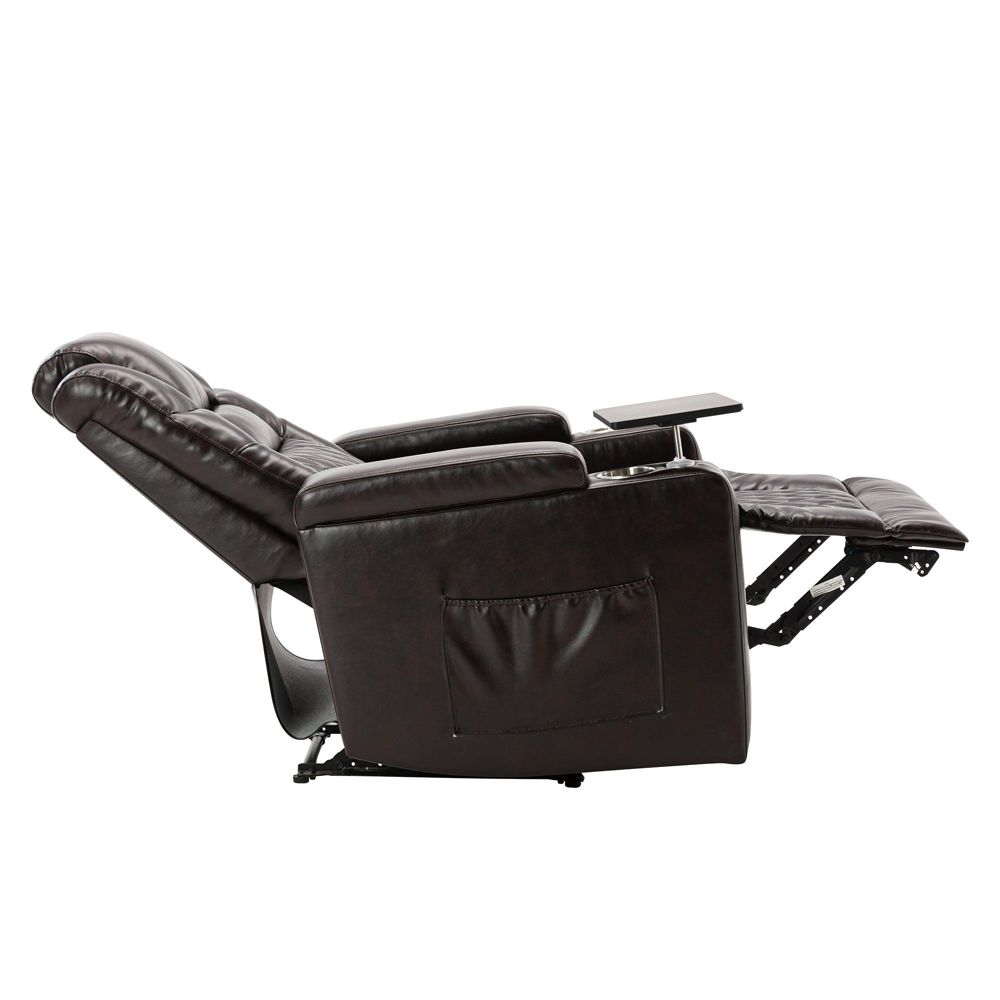 Motion Recliner with USB Charging Port and Hidden ArmStorage, Home Theater Seating with 2 Convenient Cup Holders Design and 360° Swivel Tray Table