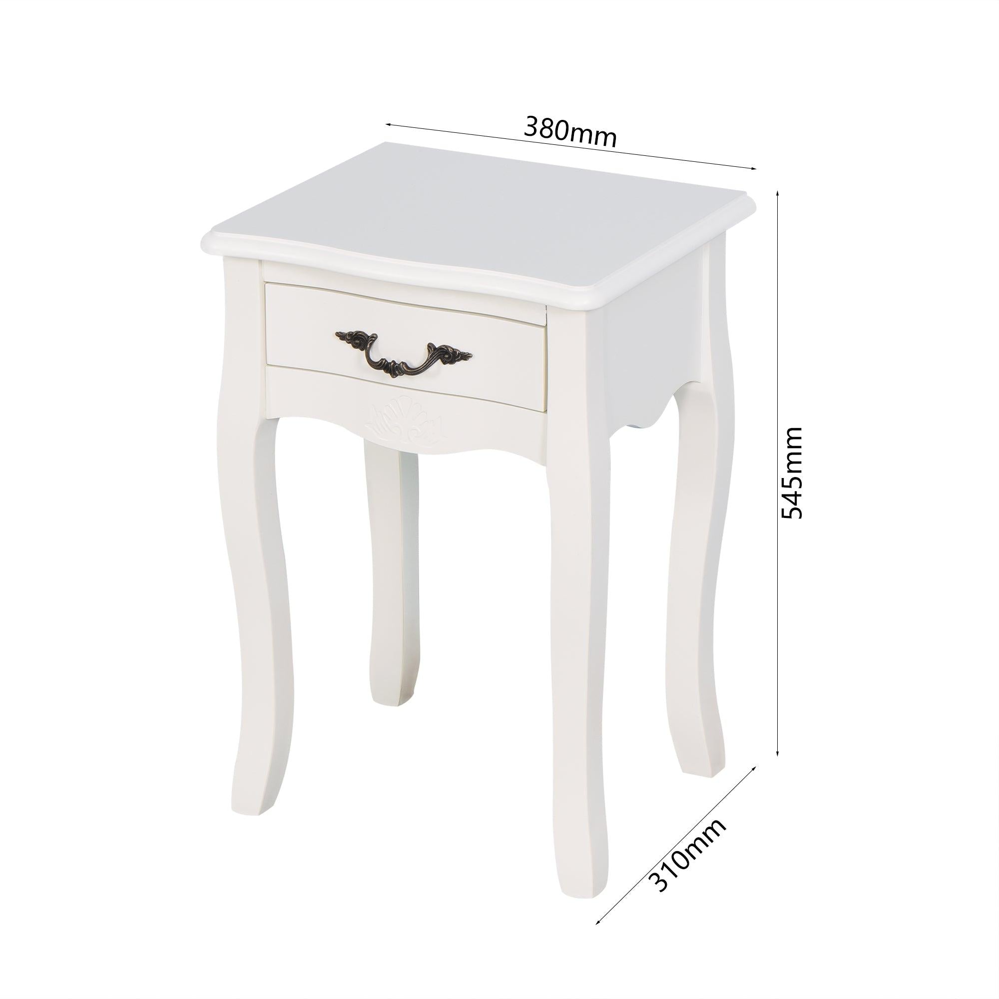 White Living Room Floor-standingStorage Table with a Drawer, 4 Curved Legs