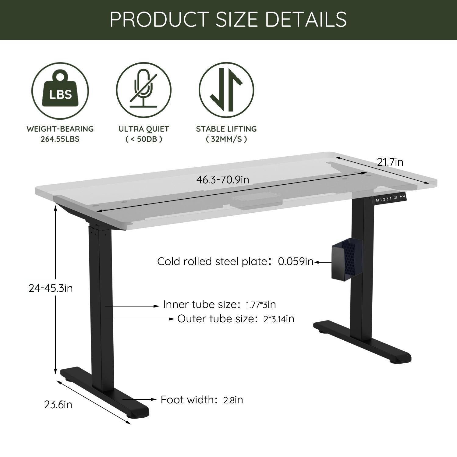 Electric Stand up Desk Frame - ErGear Height Adjustable Table Legs Sit Stand Desk Frame Up to  Ergonomic Standing Desk Base Workstation Frame Only image