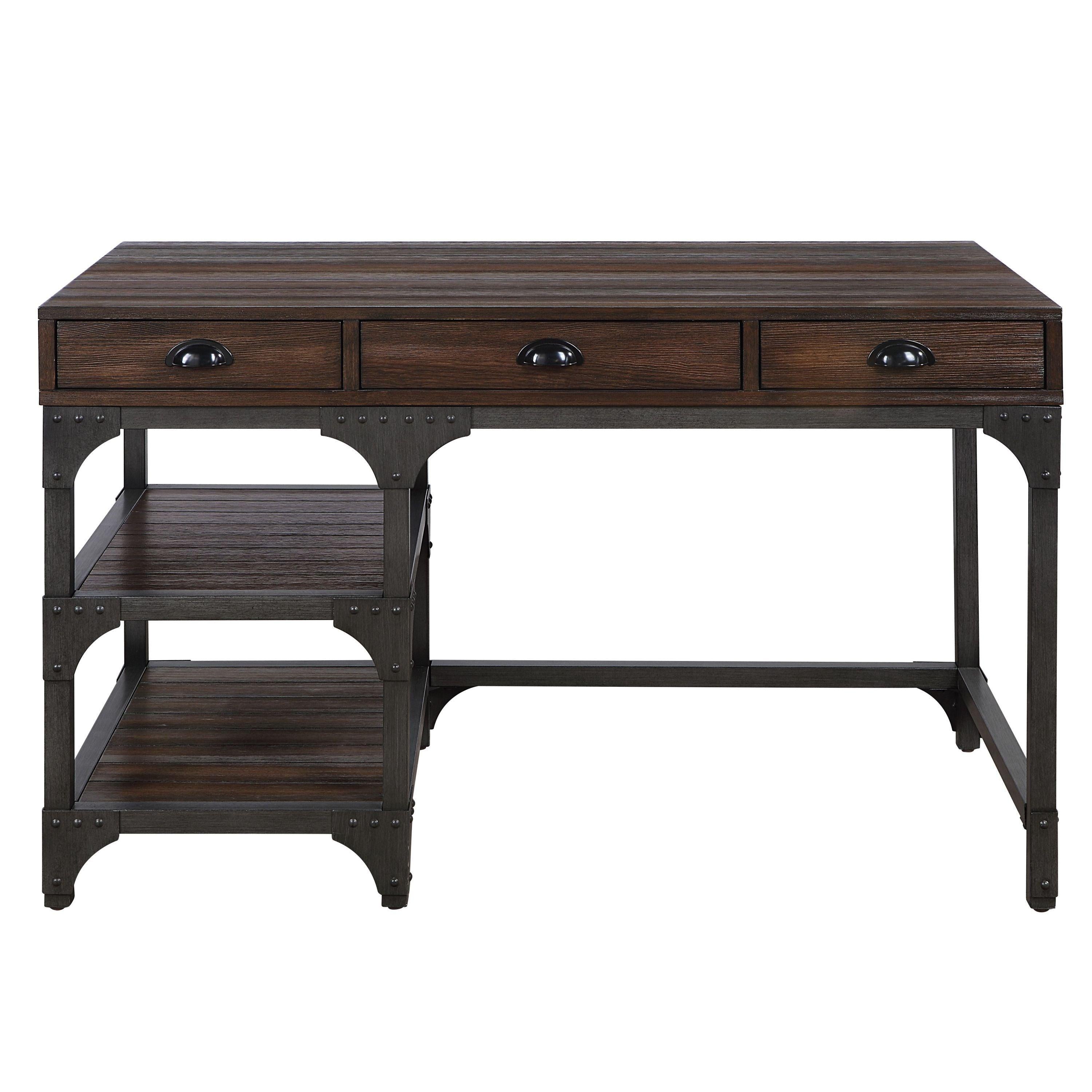 ACME Gorden Writing Desk, Espresso Oak Finish & Antique Black Metal OF00143