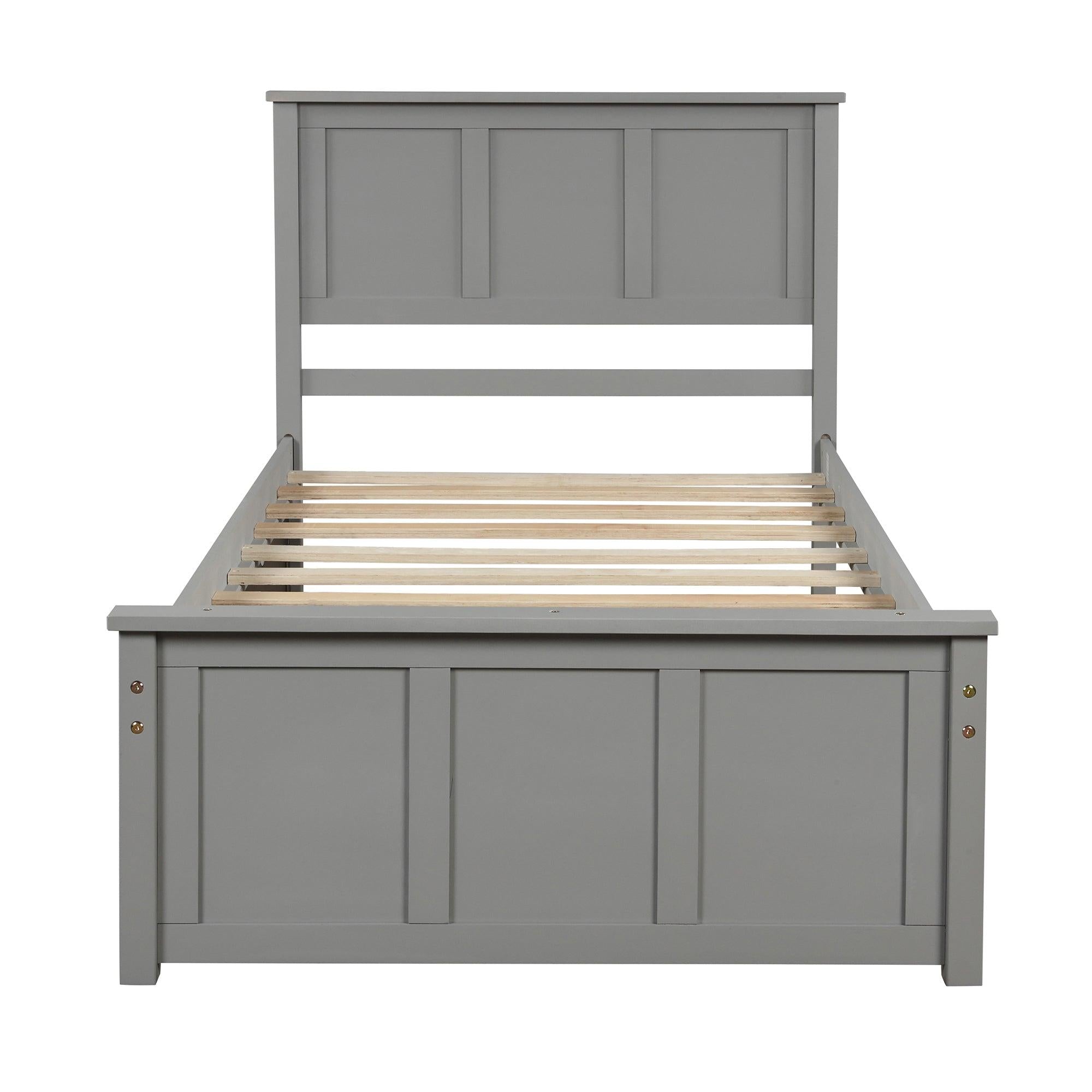 PlatformStorage Bed, 2 drawers with wheels, Twin Size Frame, Gray