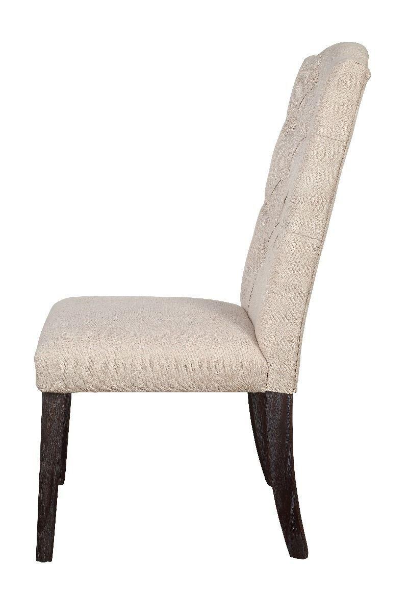 ACME Gerardo Side Chair (Set-2) in Beige Linen & Weathered Espresso 60822