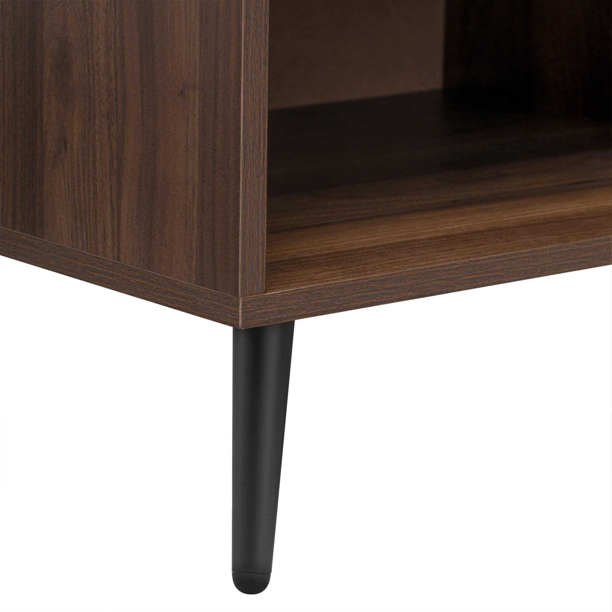 Wooden Nightstand  End Table for Bedroom,Gray+Walnut