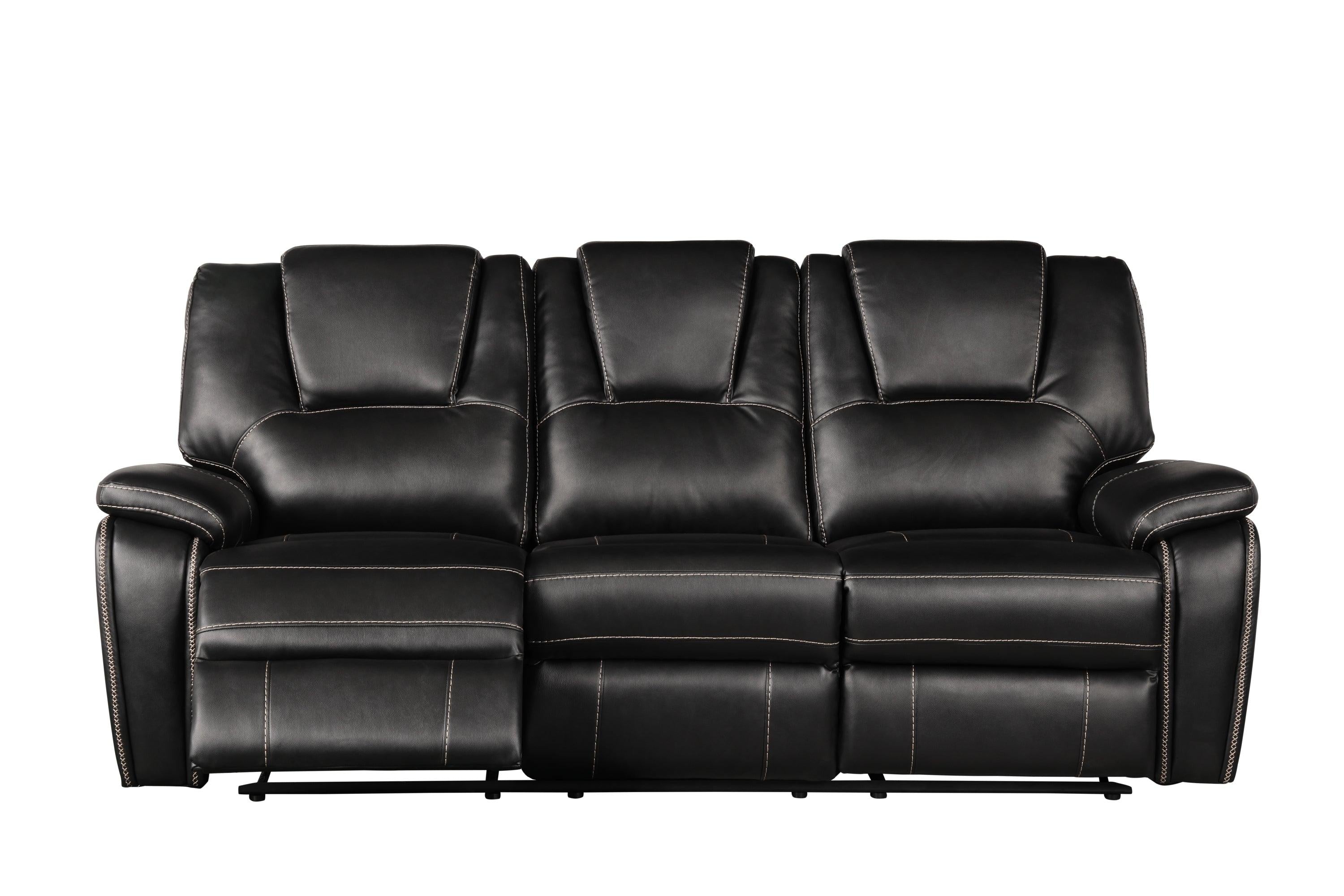 Hong Kong 2 Piece Power Reclining Sofa Set made with Faux Leather in Black