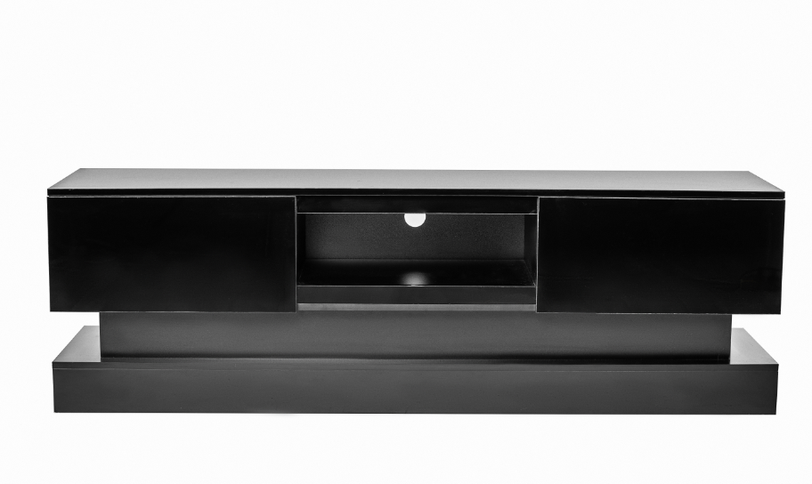 51.18inch  Black morden TV Stand with LED Lights,high glossy front TV Cabinet,can be assembled in Lounge Room, Living Room or Bedroom,color:BLACK