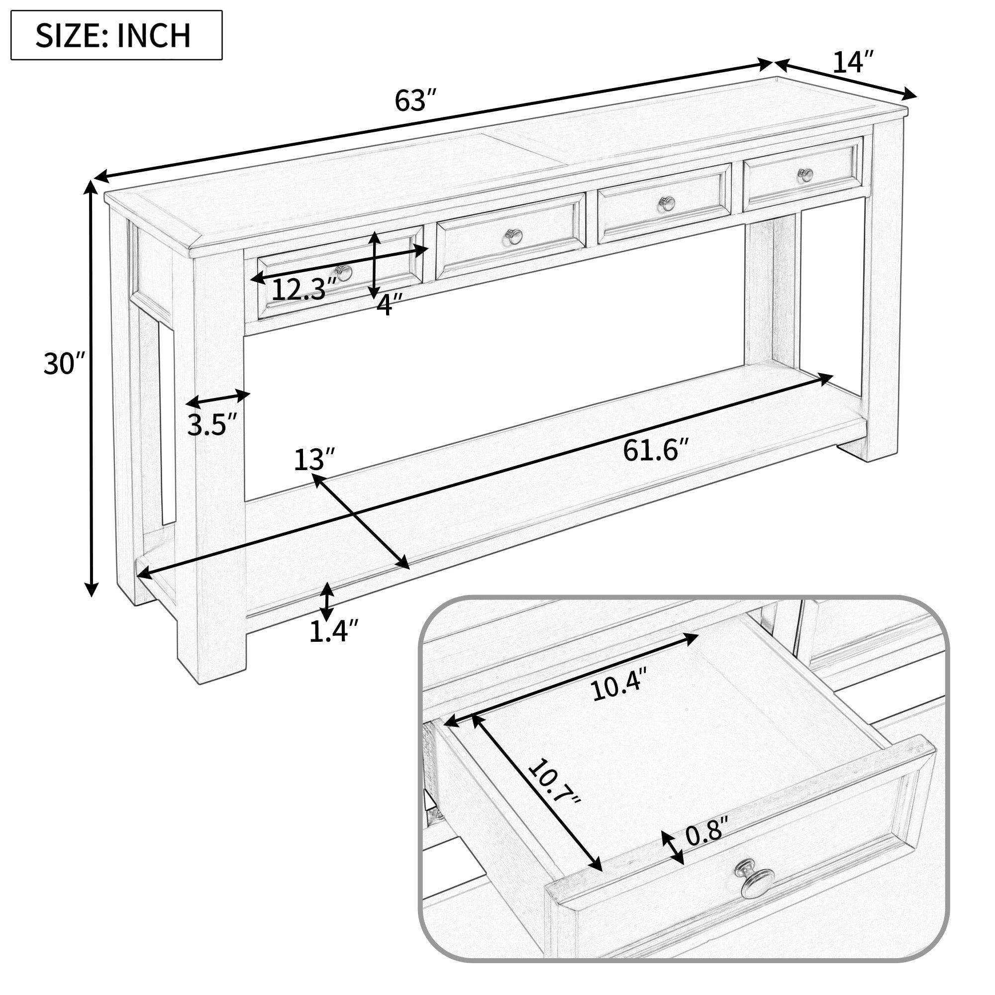 Console Table/Sofa Table withStorage Drawers and Bottom Shelf for Entryway Hallway (Navy)