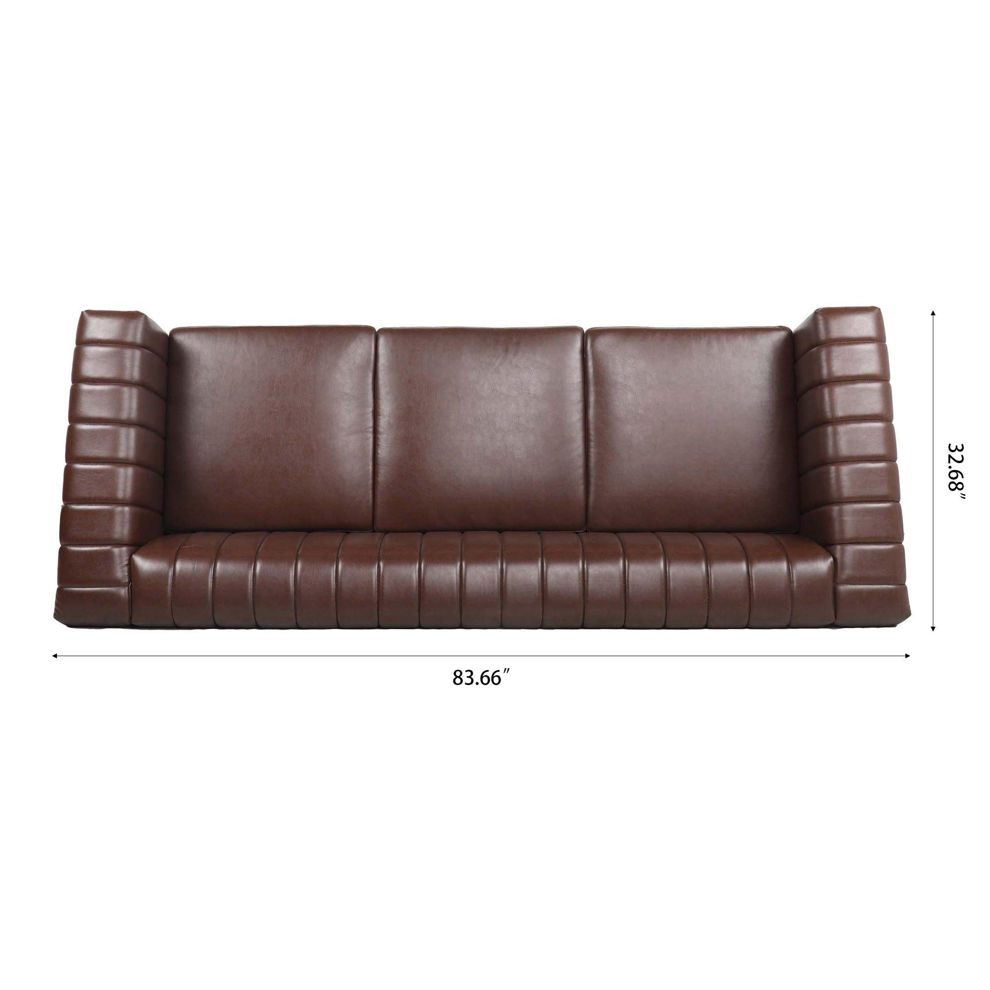 83.66" Width Traditional  Square Arm removable cushion 3 seater Sofa