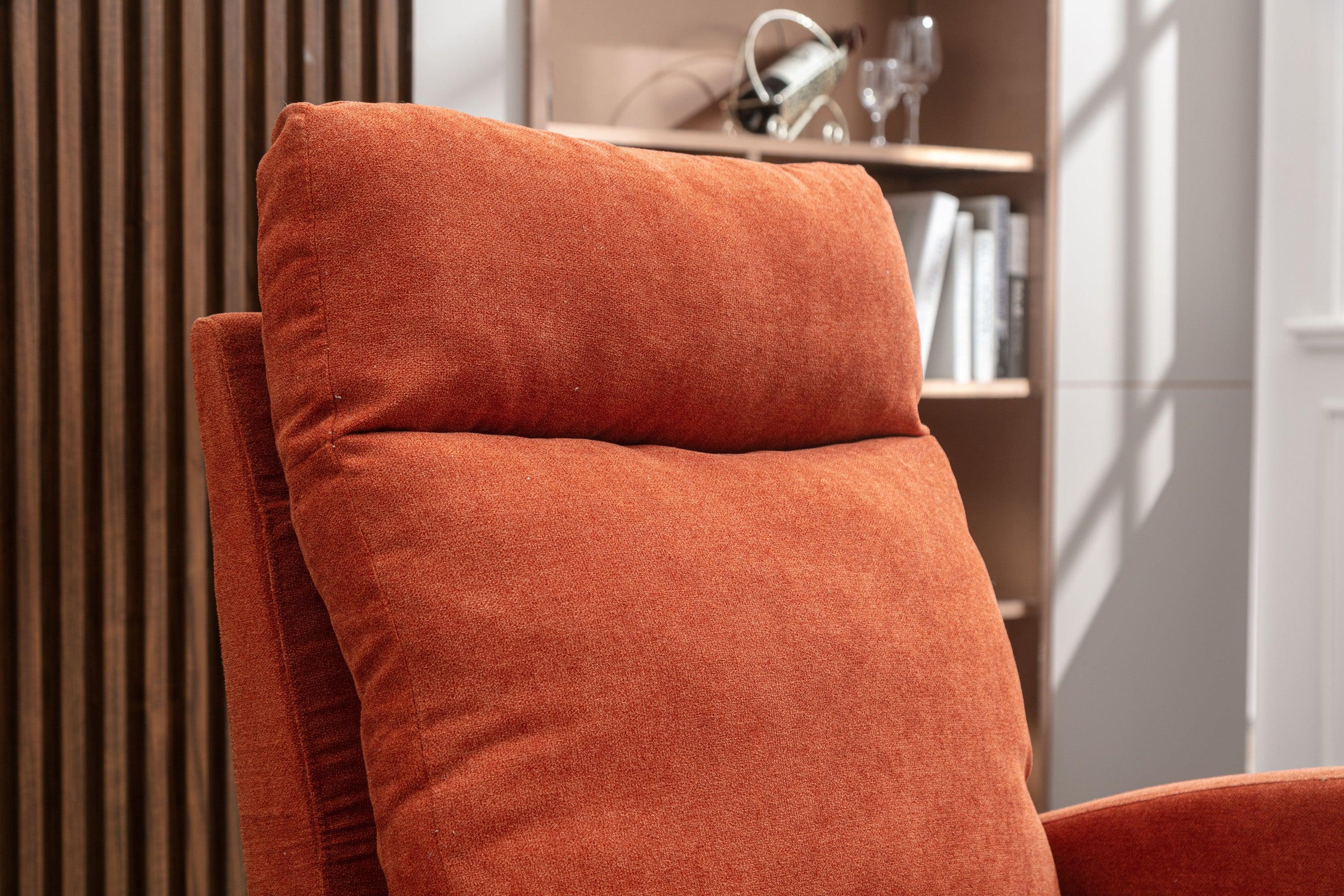 Upholstered Swivel Glider.Rocking Chair for Nursery in Orange.Modern Style One Left Bag