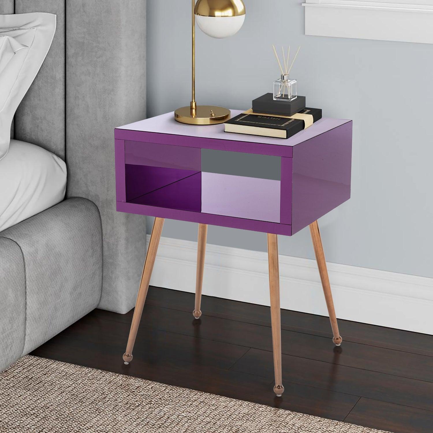 MIRROR END TABLE  MIRROR NIGHTSTAND   END&SIDE TABLE  (Purple color)