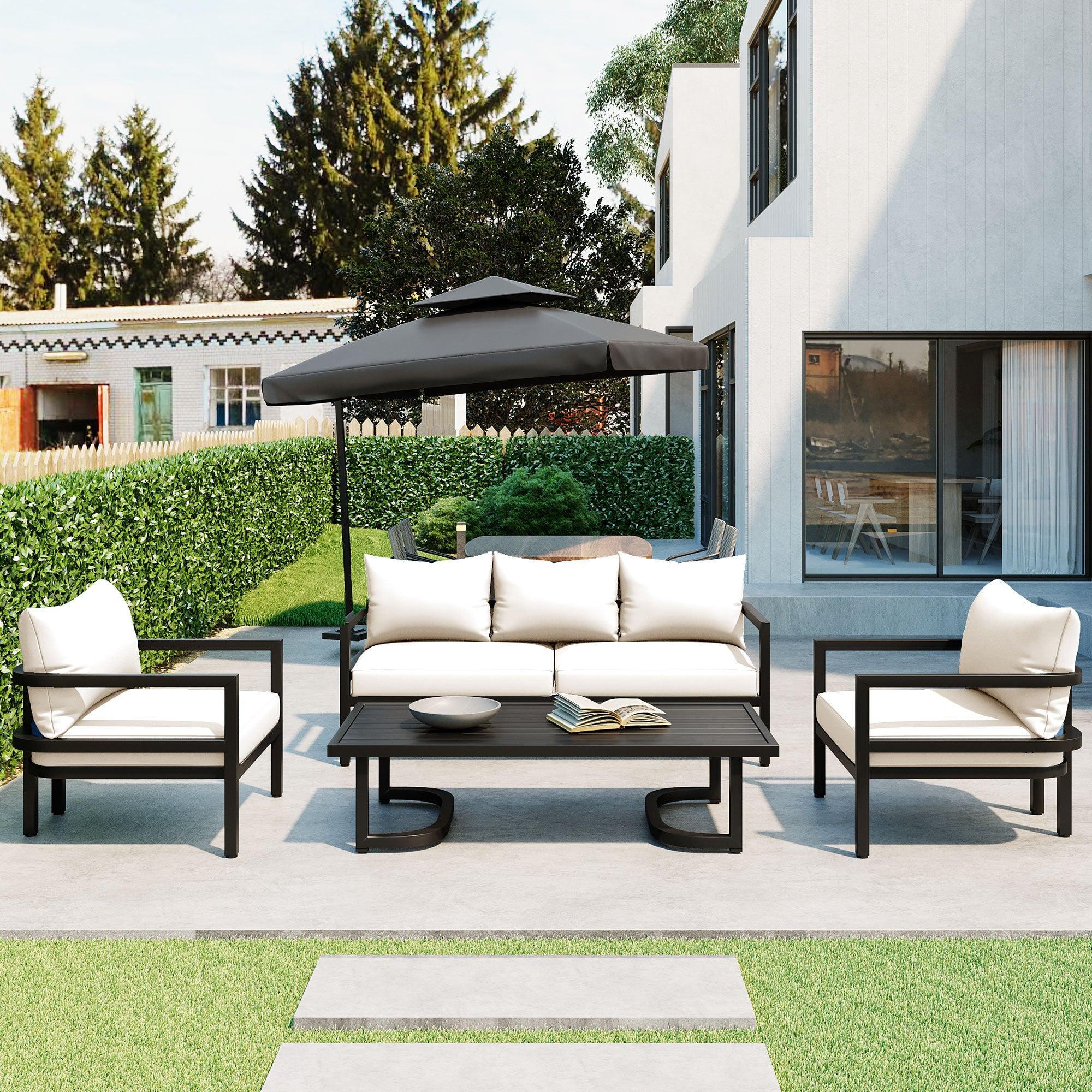 Multi-person Outdoor Steel Sofa Set, Waterproof, Anti-rust and Anti-uv, Suitable for Gardens and Lawns