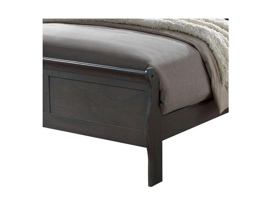 Classic Contemporary Queen Size Bed Gray Louis Phillipe Solidwood 1pc Bed Bedroom Sleigh Bed