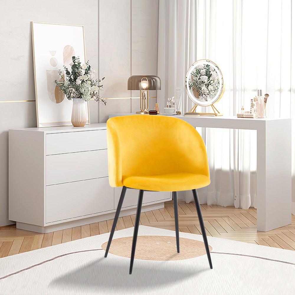 Upholstered velvet dining armrest chair set of 2 (Yellow) Metal Legs