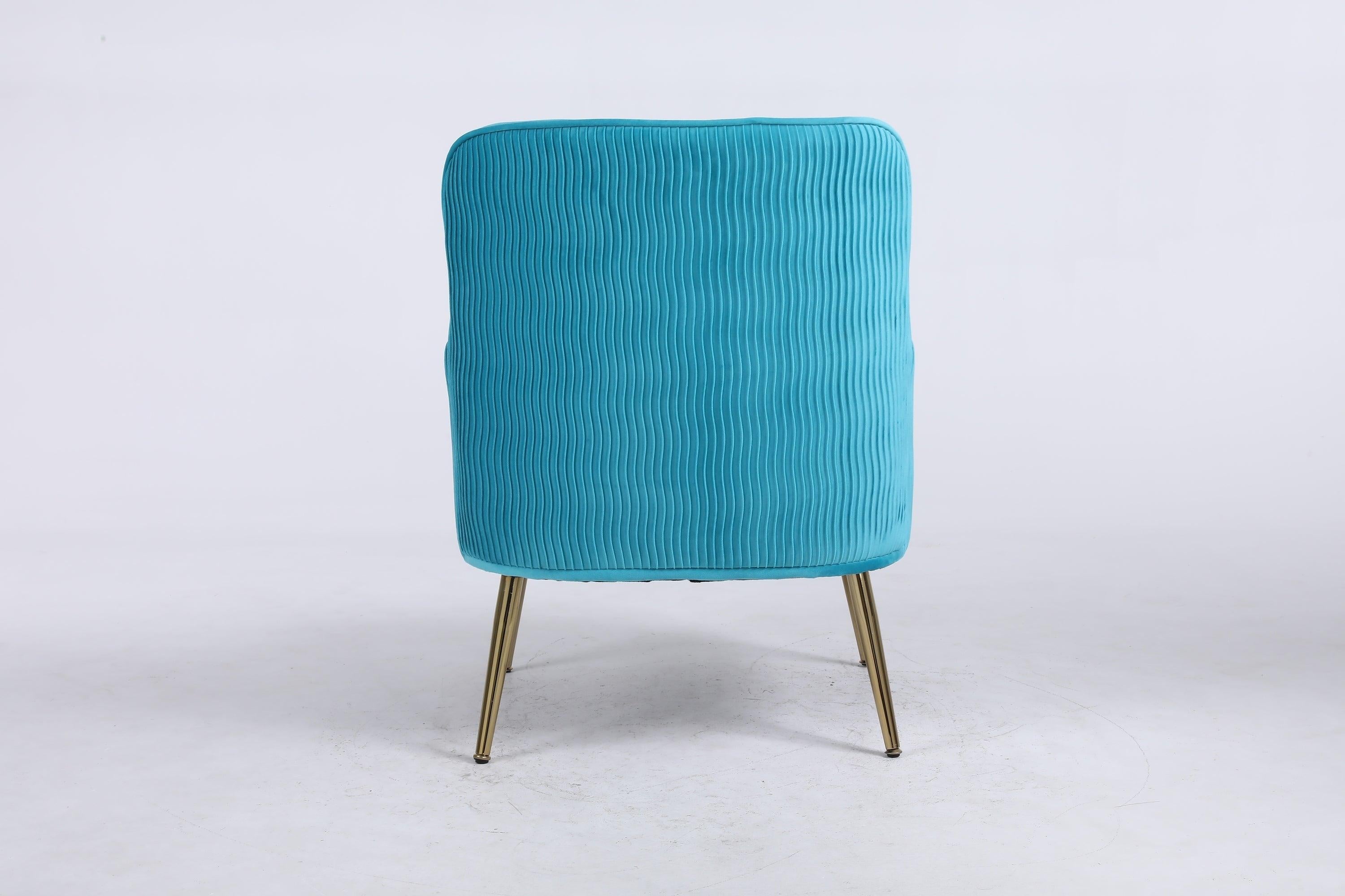 Velvet Accent Chair for Living Room/Bed Room/Guest Room, Upholstered Mid CenturyModern Leisure Chair with Metal Legs Guest Chair Vanity Chair, Teal Blue