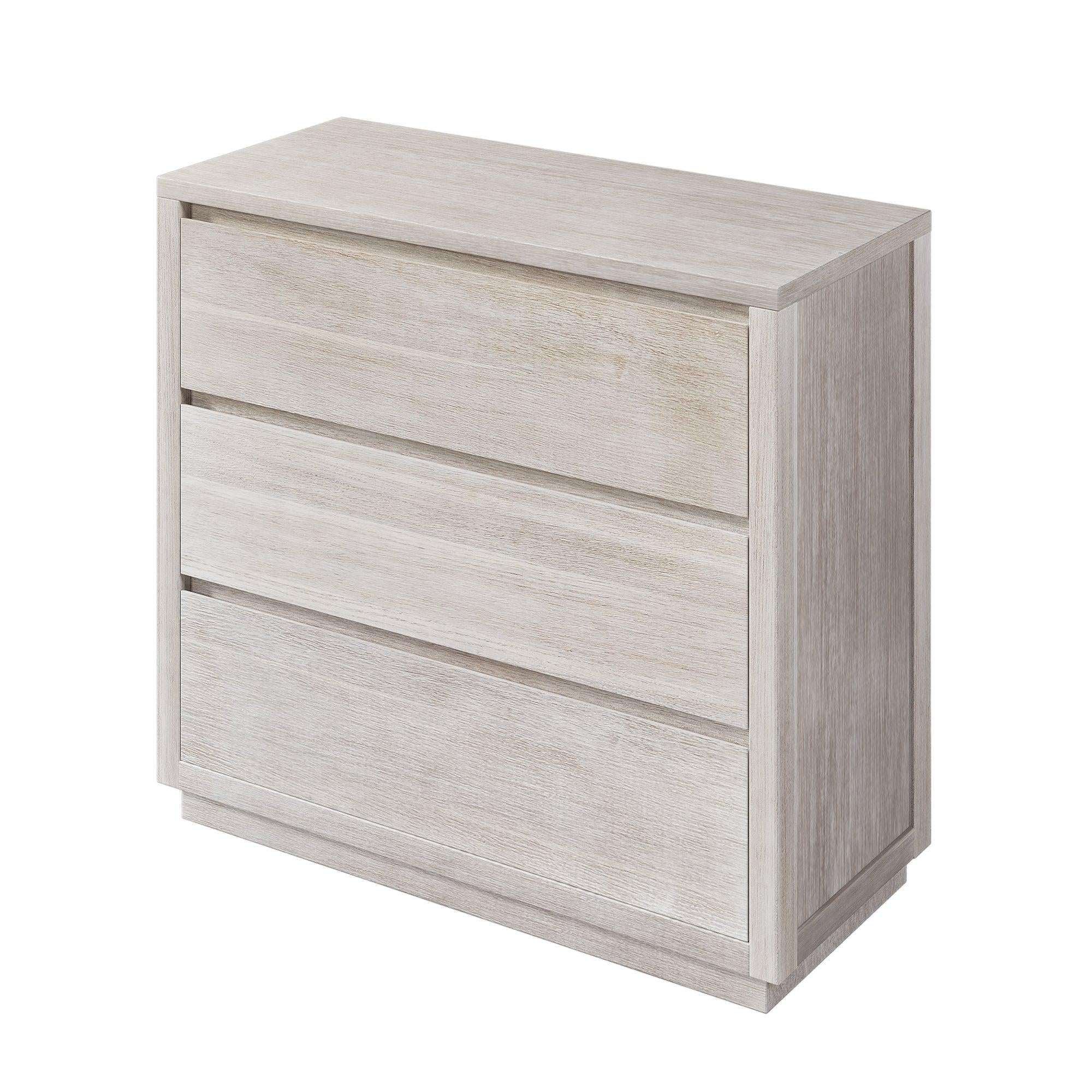 Modern Style Soild Wood 3-Drawer Chest for Bedroom, Living Room, Stone Gray