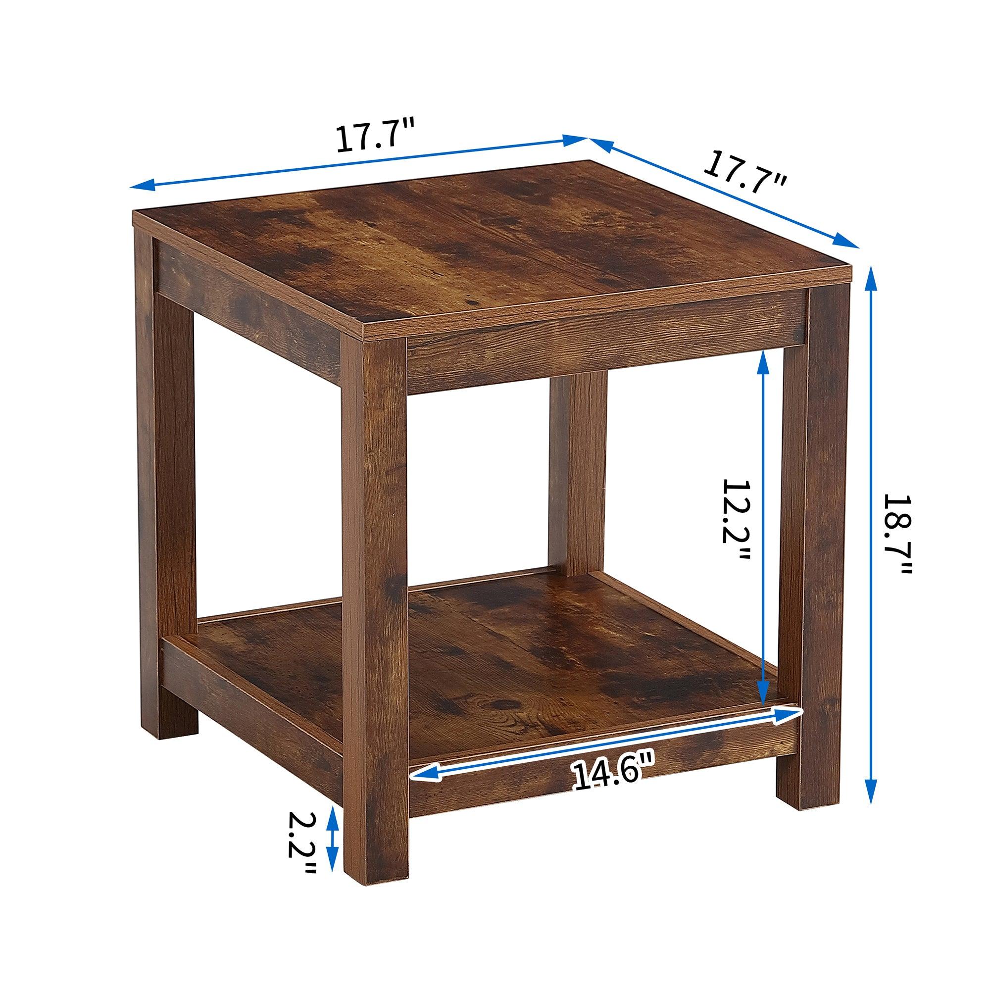 Rustic Brown Side Table , 2-Tier Small Space End Table ,Modern Night Stand, Sofa table, Side Table withStorage Shelve