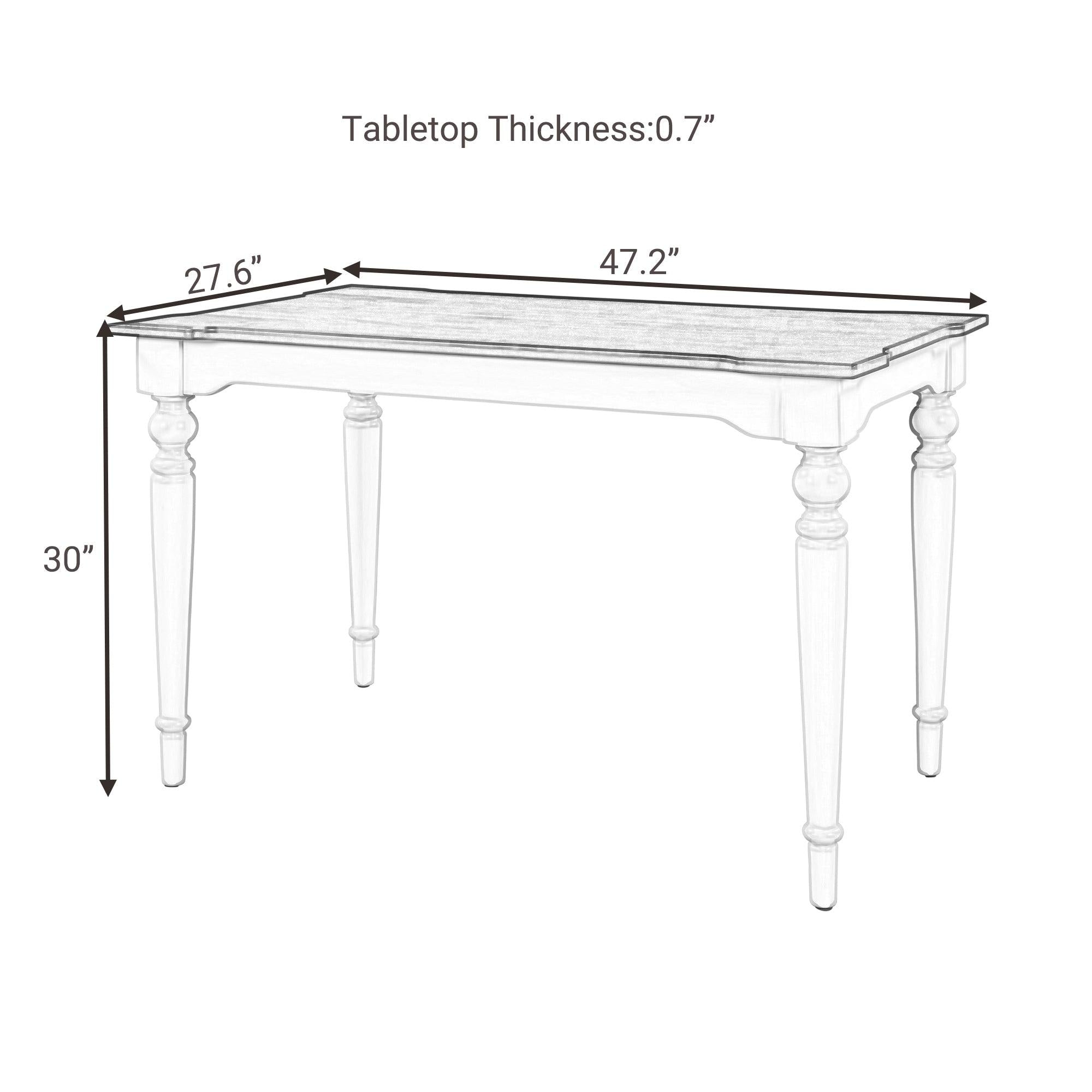 Wood Retro Classical Dining Table, Cherry Top+White Legs