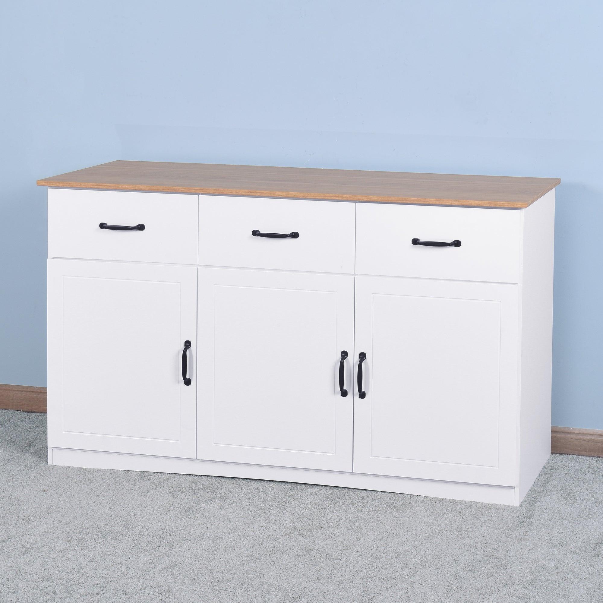 White Buffet Cabinet withStorage, Kitchen Sideboard with 3 Doors and 3 Drawers, Coffee Bar Cabinet,Storage Cabinet Console Table for Living Room