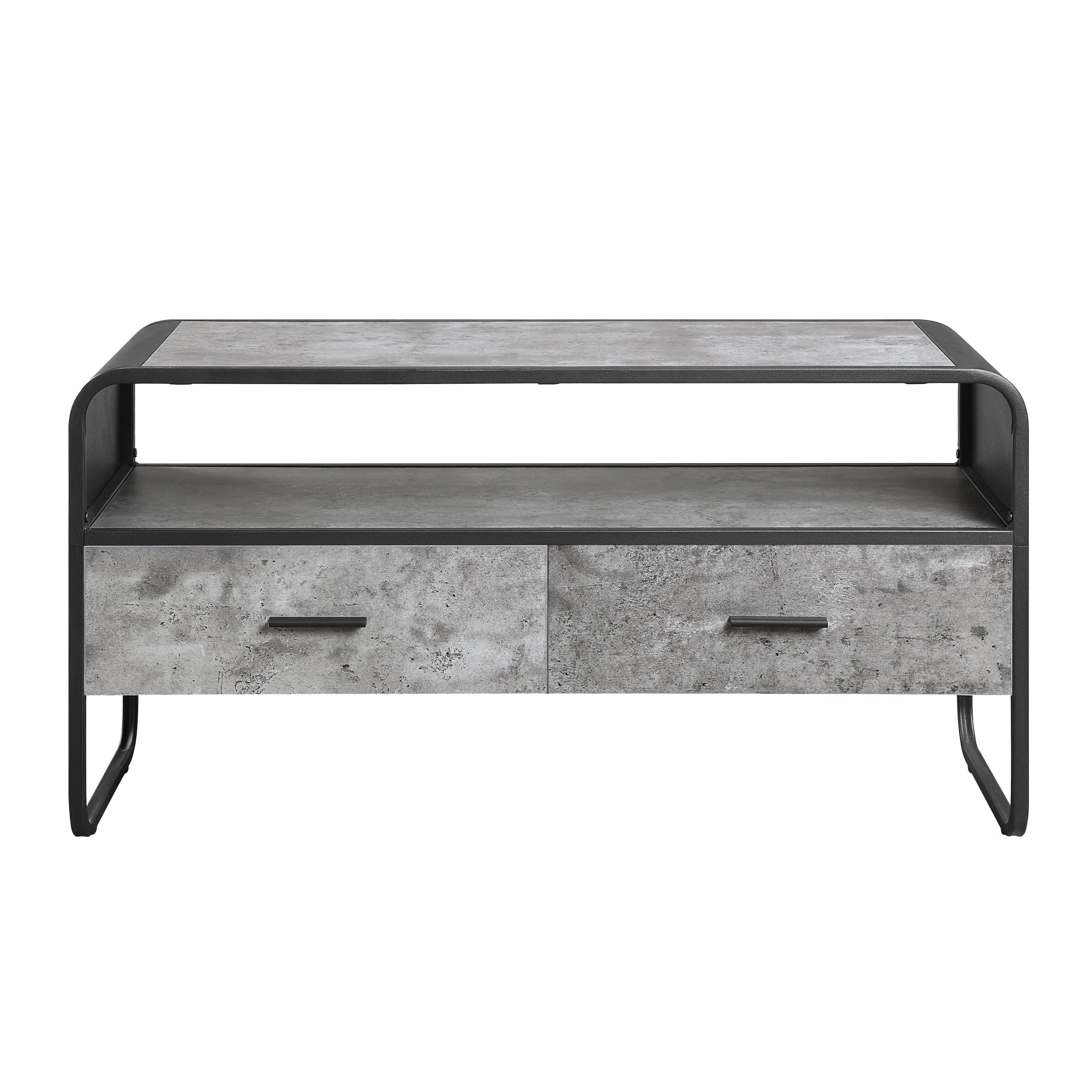 ACME Raziela TV Stand, Concrete Gray & Black Finish LV01143