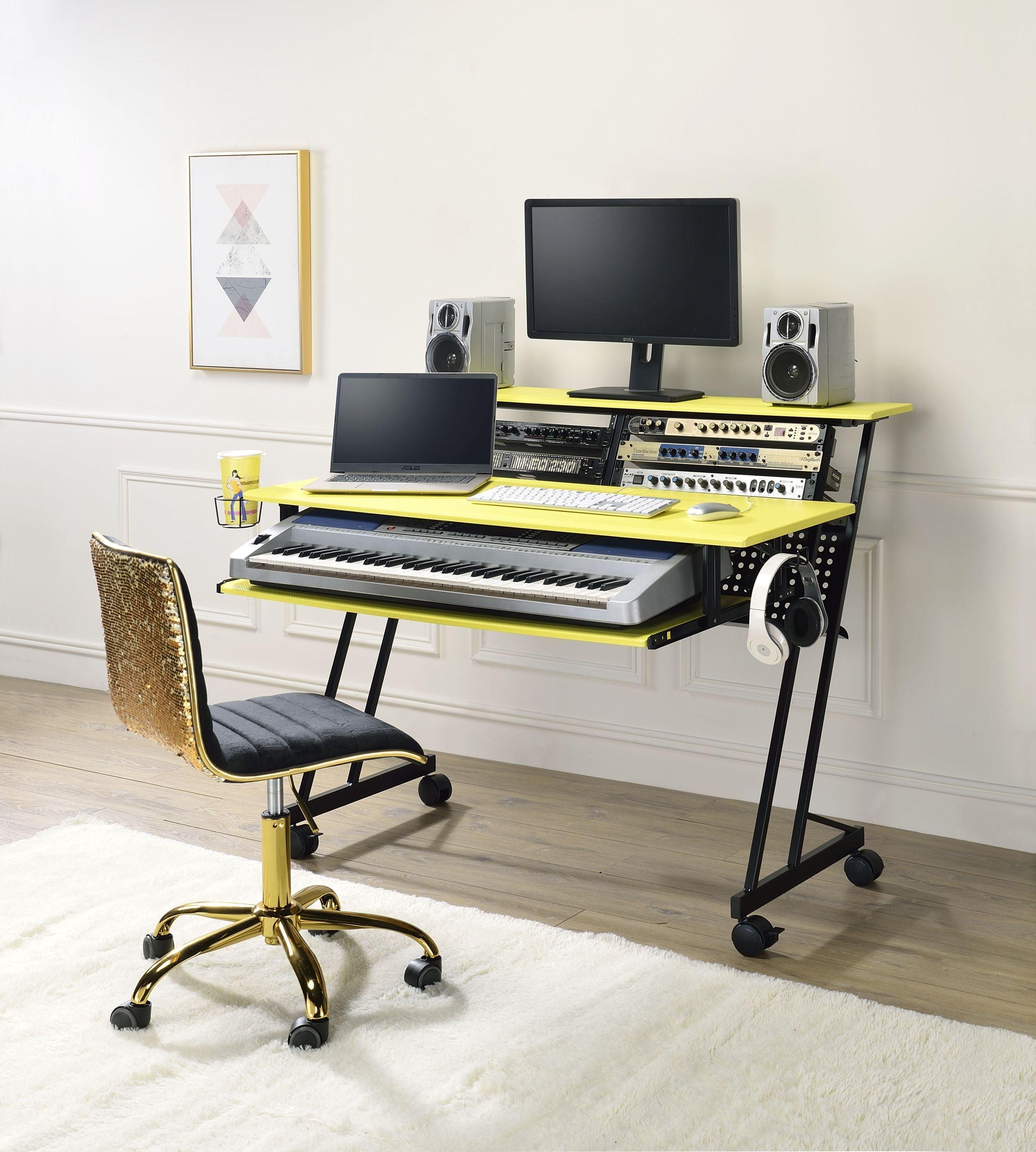 ACME Suitor Computer Desk, Yellow & Black 92904 image