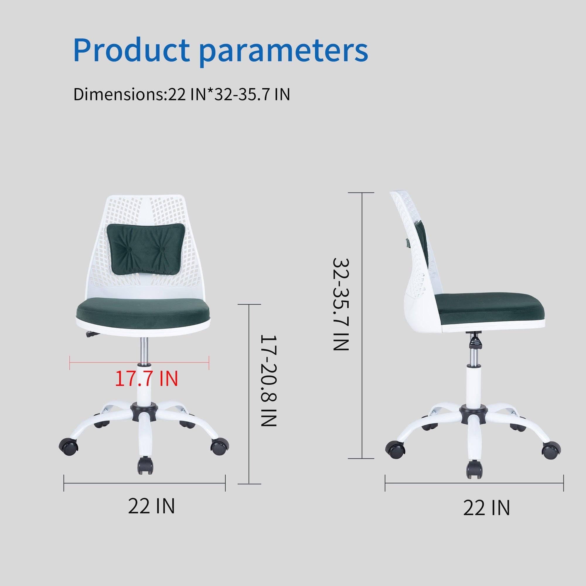 Office Task Desk Chair Swivel Home Comfort Chairs,Adjustable Height with ample lumbar support,White+Green