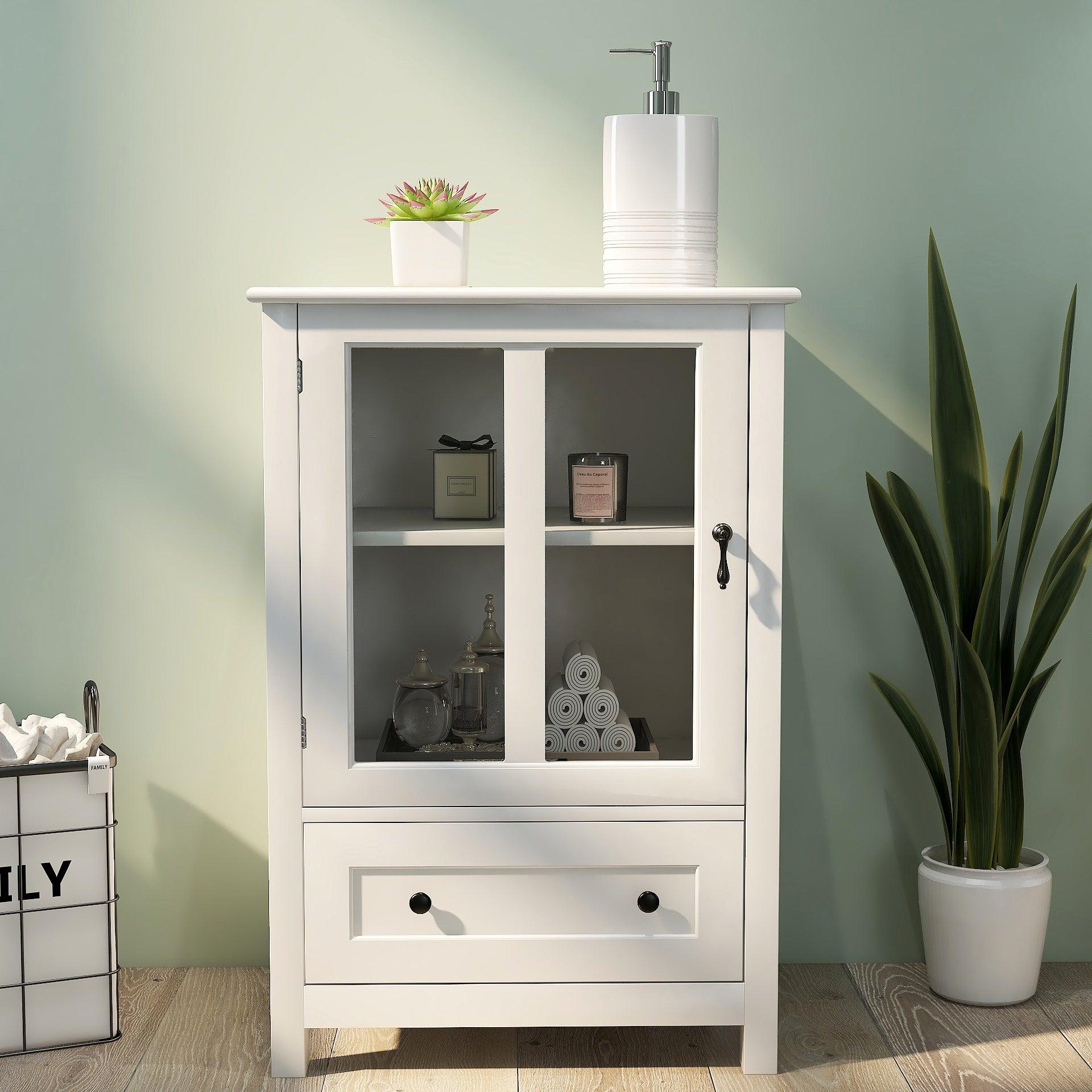 BuffetStorage cabinet with single glass doors and unique bell handle image