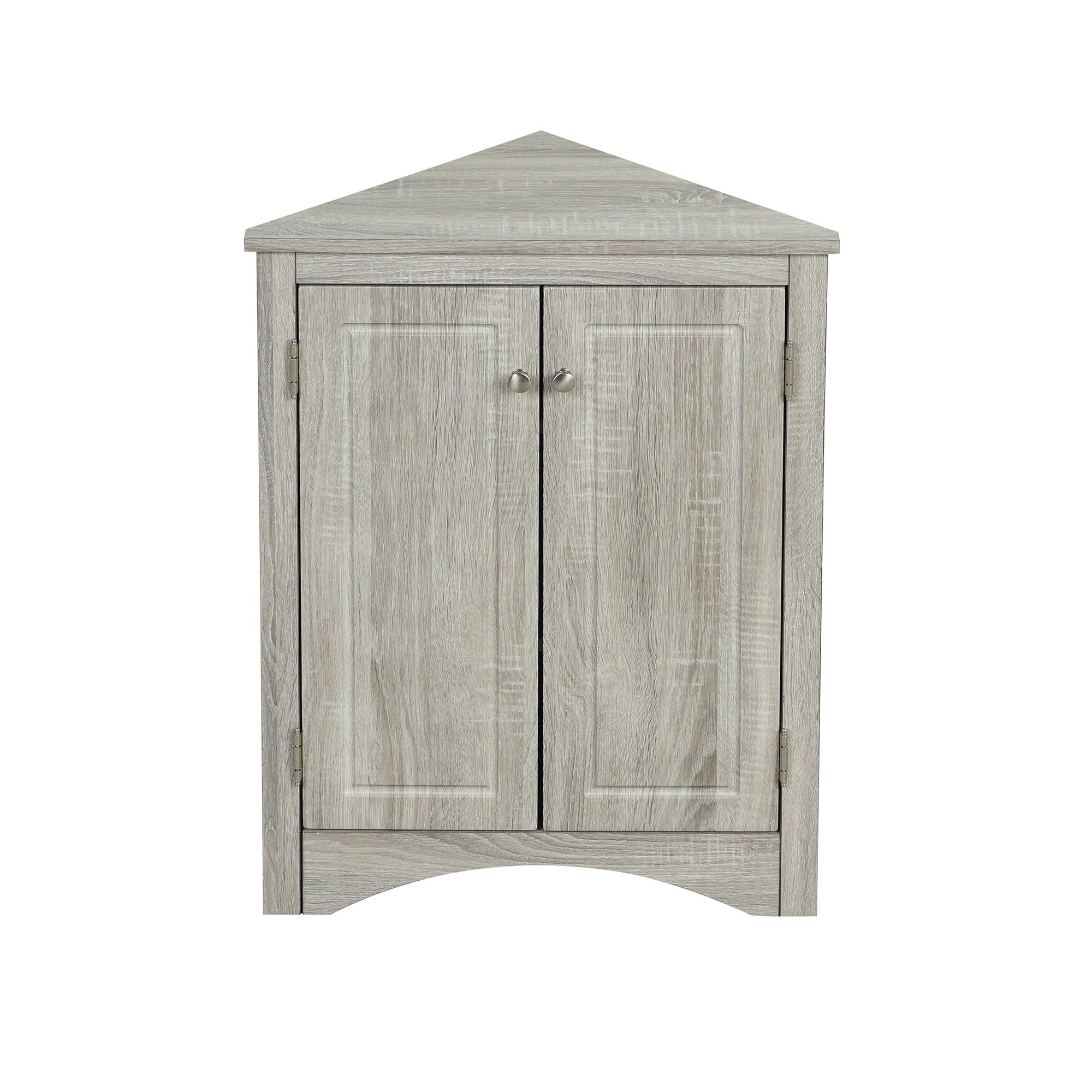 Oak Triangle BathroomStorage Cabinet with Adjustable Shelves, Freestanding Floor Cabinet for Home Kitchen