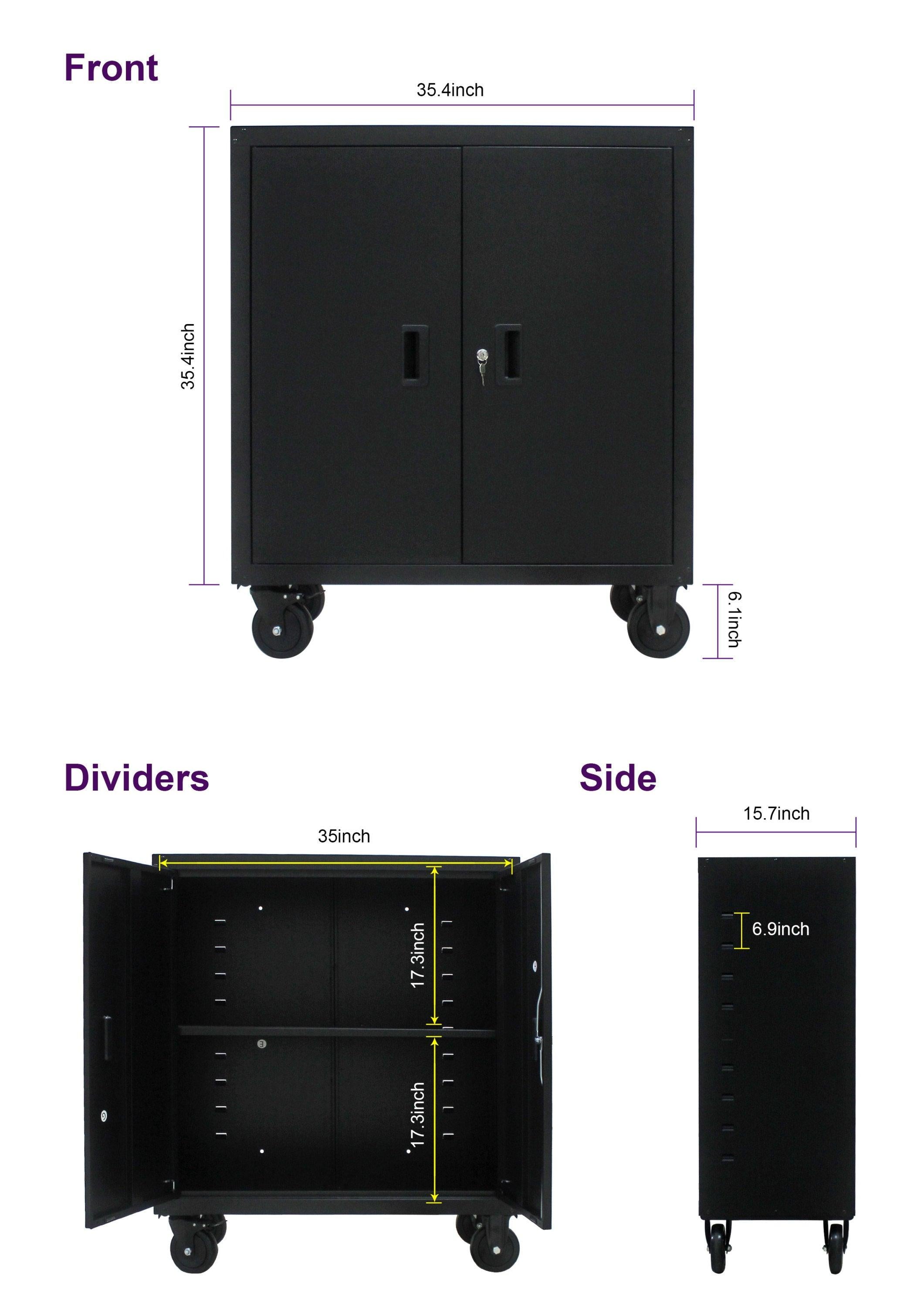 MetalStorage Cabinet with Locking Doors and One  Adjustable Shelves With 4 Wheels