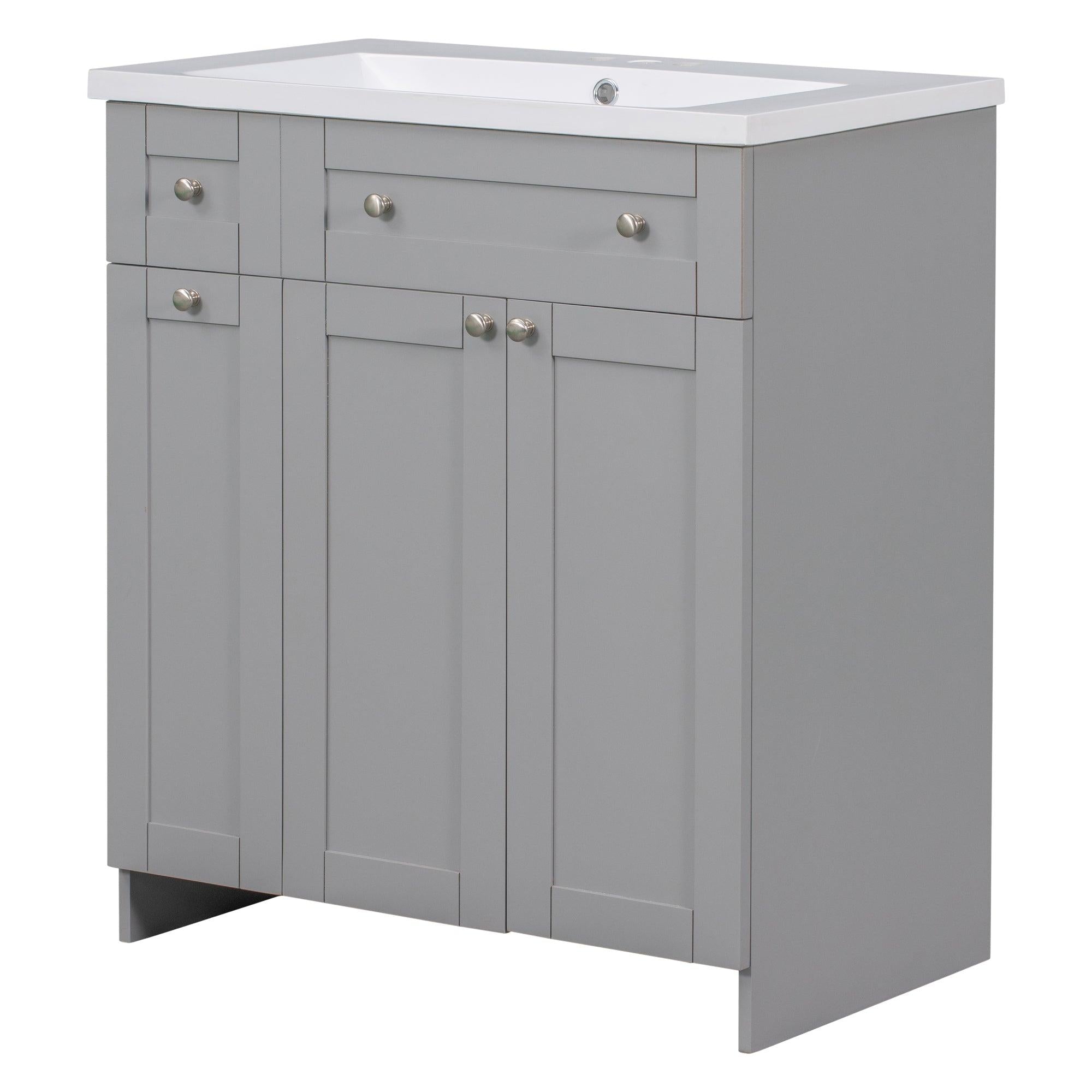 30" Bathroom vanity with Single Sink in grey,Combo Cabinet Undermount Sink,BathroomStorage Cabinet,Solid Wood Frame