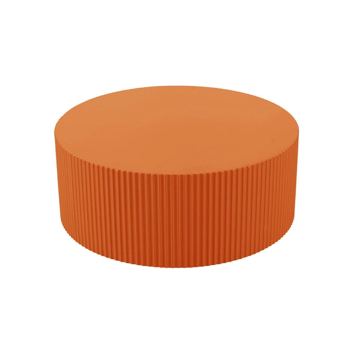 Stylish Round MDF Coffee Table with Handcraft Relief Design φ35.43inch, Bright Orange image