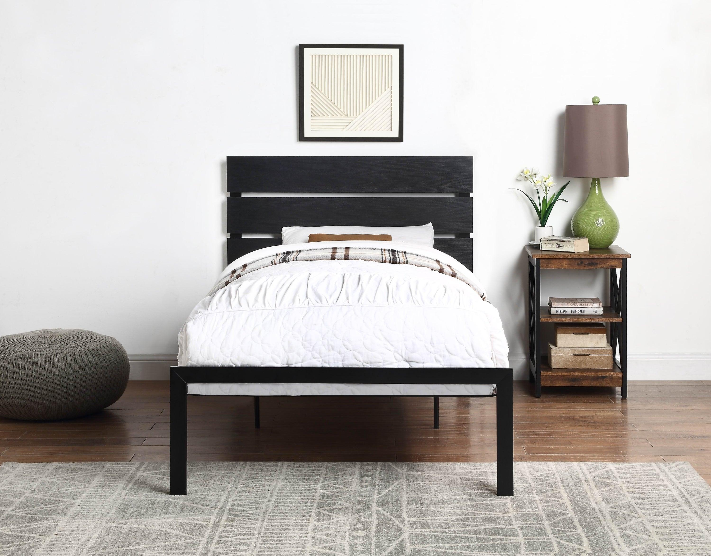 Black Metal Frame Twin Size Bed 1pc