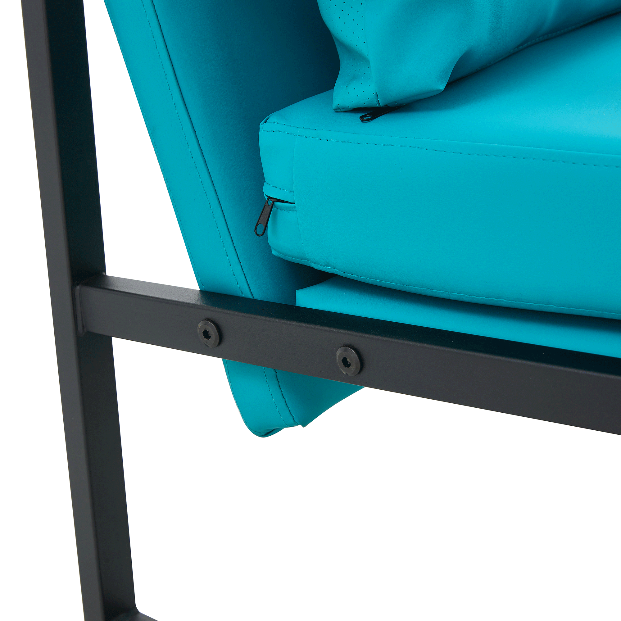 PU Leather Accent Arm Chair Mid CenturyModern Upholstered Armchair with Metal Frame Extra-Thick Padded Backrest and Seat Cushion Sofa Chairs for Living Room ( Cyan PU Leather + Metal + Foam )