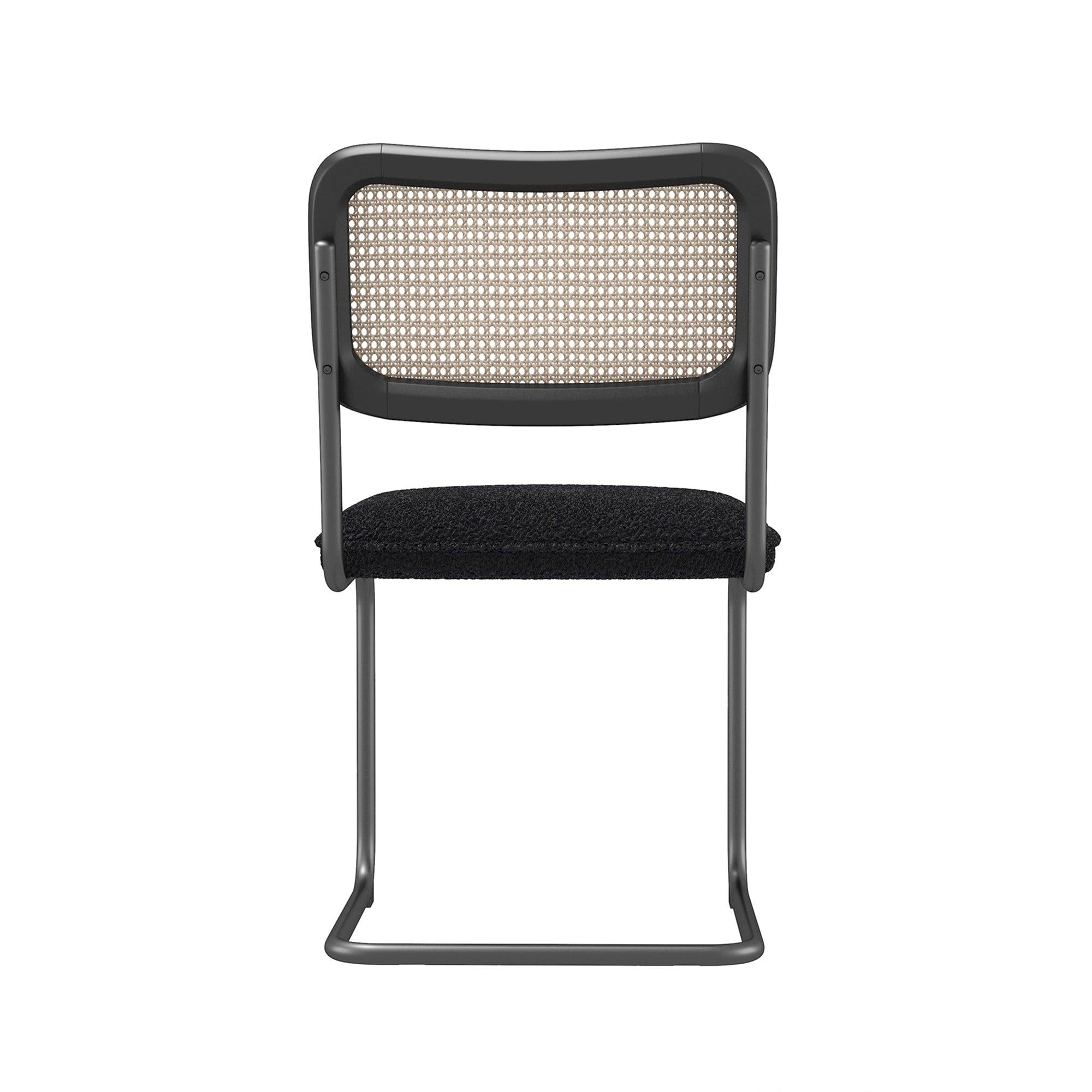 Set of 2, Teddy Velvet Dining Chair with High-Density Sponge, Rattan Chair for Dining room, Living room, Bedroom, Black