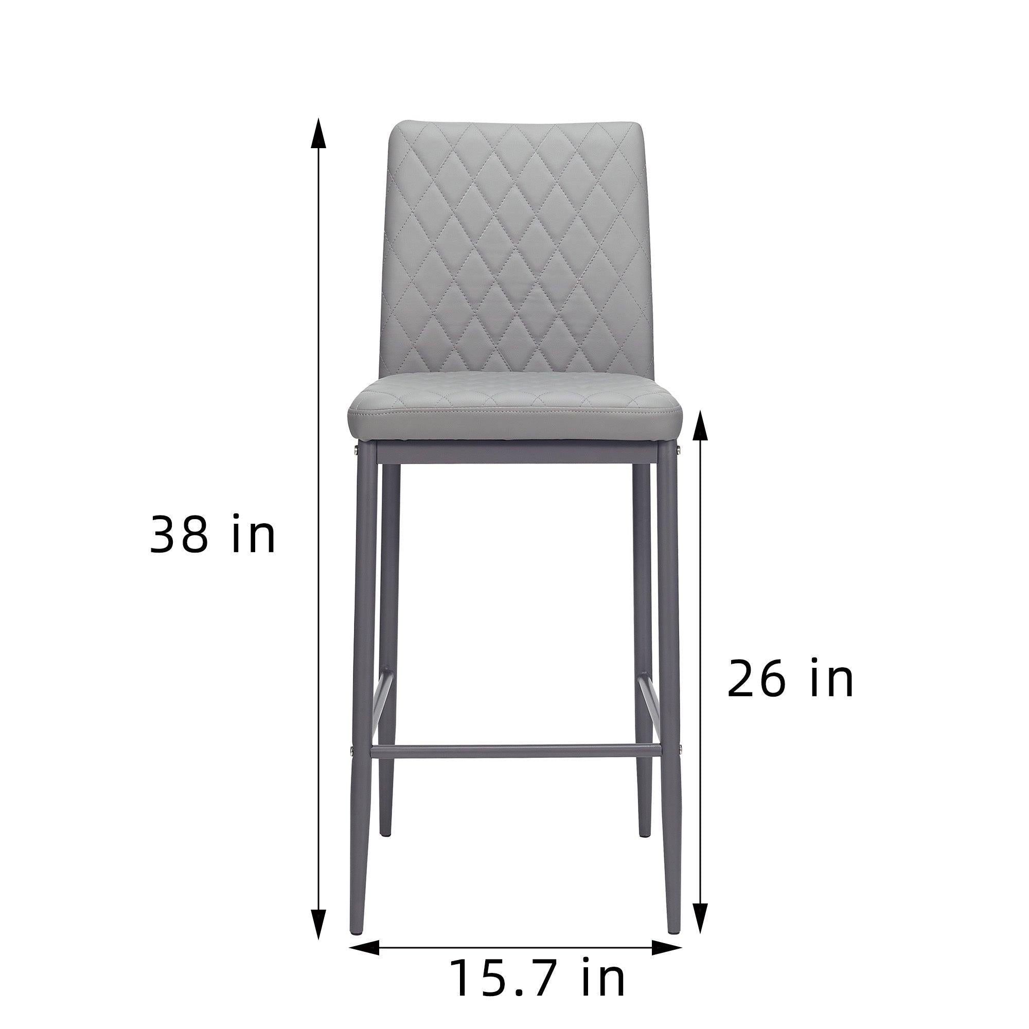 light gray bar stool, velvet stool,Modern bar chair, bar stool with metal legs, kitchen stool, dining chair, 2-piece set