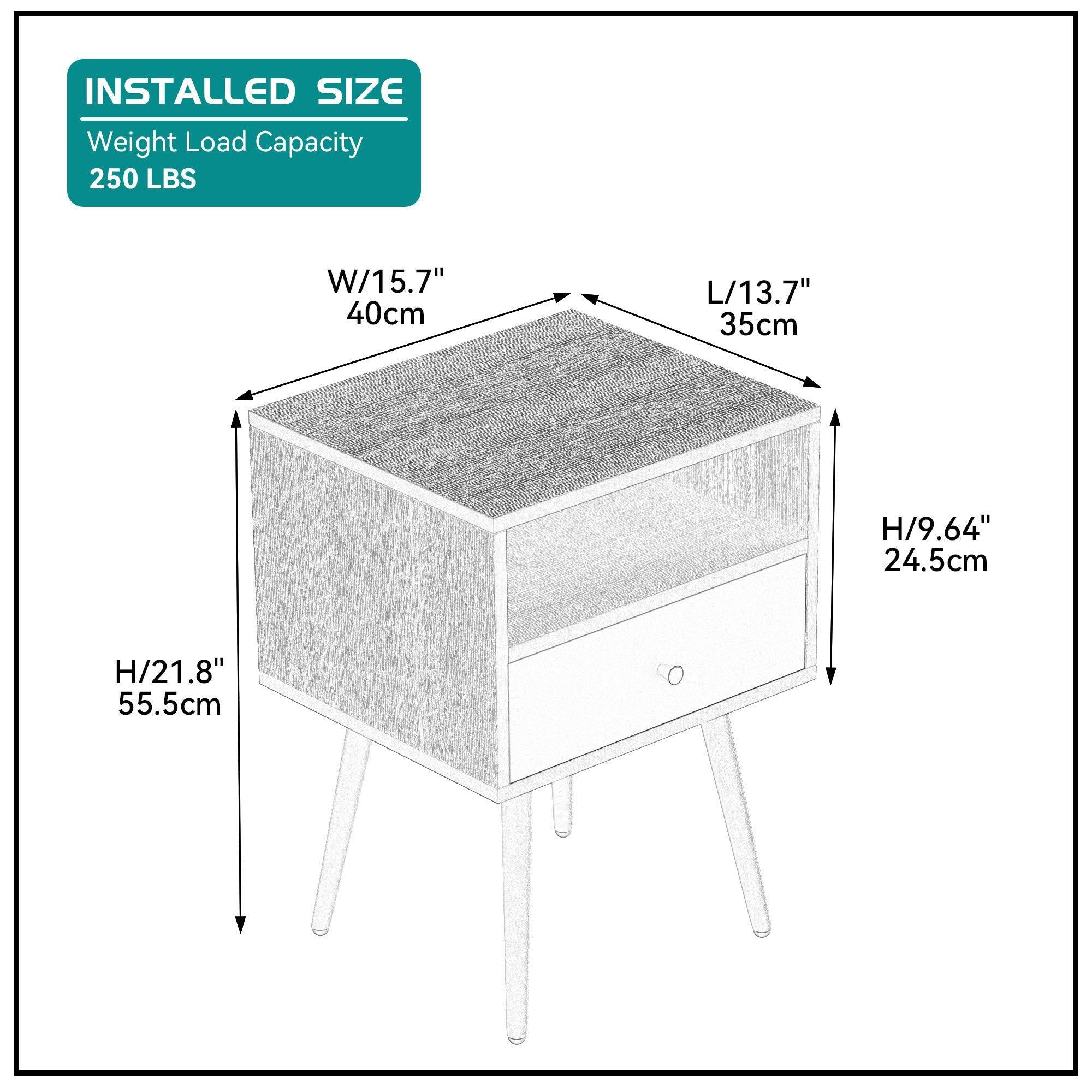 UpdateModern Nightstand with 1Drawers, Suitable for Bedroom/Living Room/Side Table (Dark Grey)