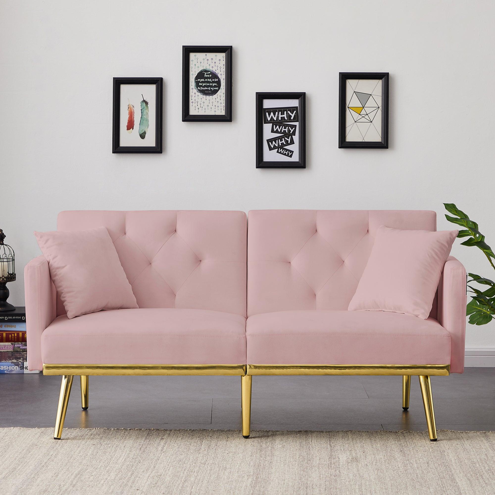 PINK VELVET SOFA BED image