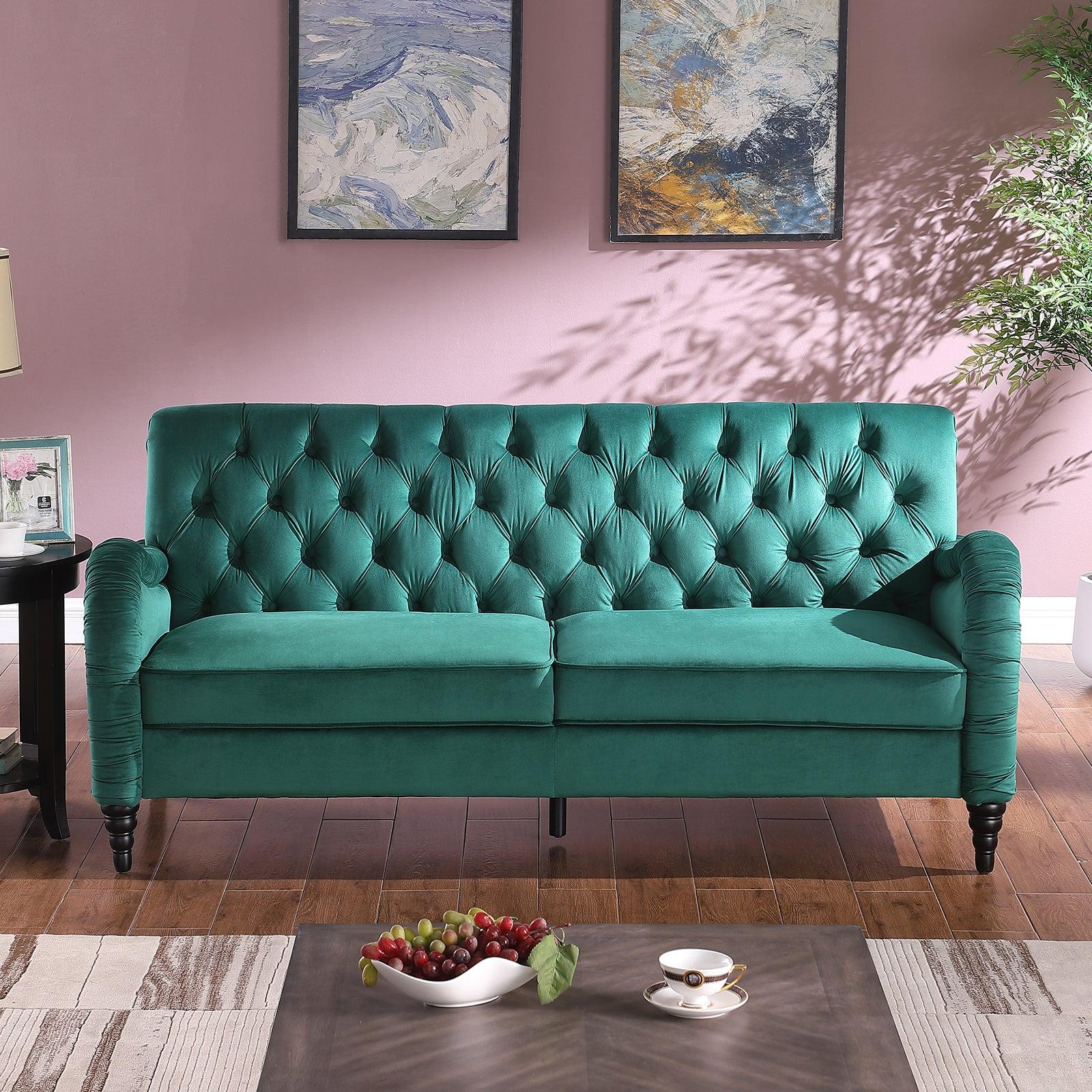 2229,DARK GREEN  Chesterfield;3 seater ,modern sofa