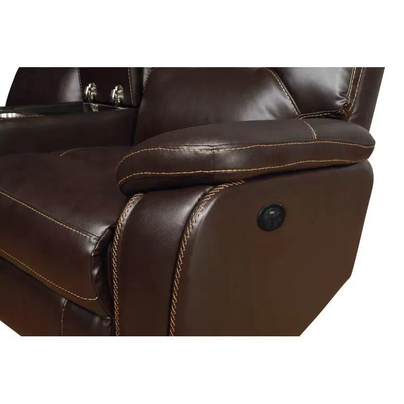 Hong Kong Power Reclining Sectional made with Faux Leather in Brown