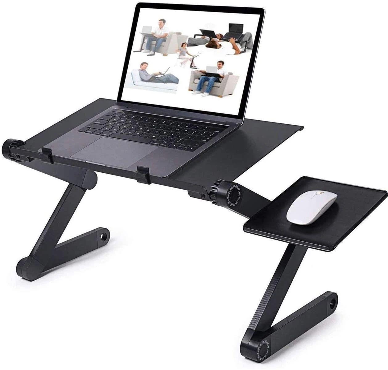 Adjustable Laptop Desk, Laptop Stand for Bed Portable Lap Desk Foldable Table Workstation Notebook Riser with Mouse Pad, Ergonomic Computer Tray Reading Holder Bed Tray Standing Desk image