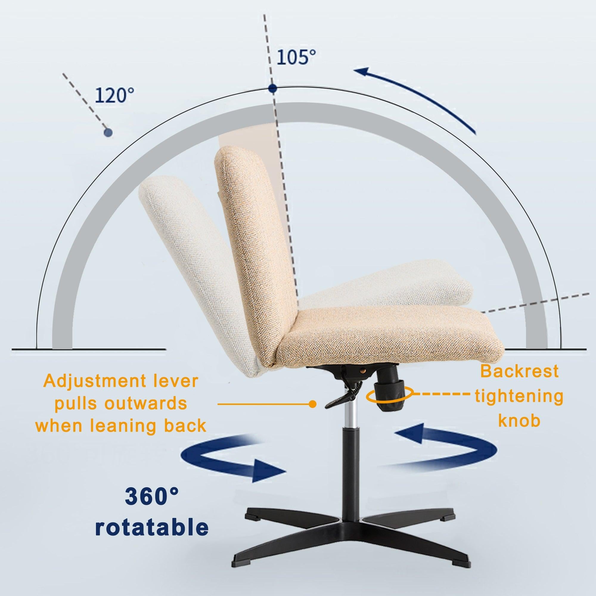 Fabric Material. Home Computer Chair Office Chair Adjustable 360 ° Swivel Cushion Chair With Black Foot Swivel Chair Makeup Chair Study Desk Chair. No Wheels