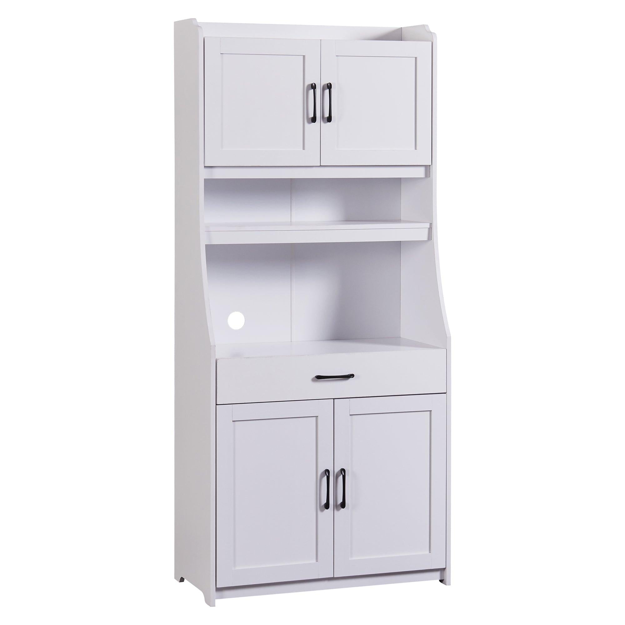 One-body Style Pantry Cabinet Kitchen Living Room Dining RoomStorage Buffet with Doors, Adjustable Shelves (White)