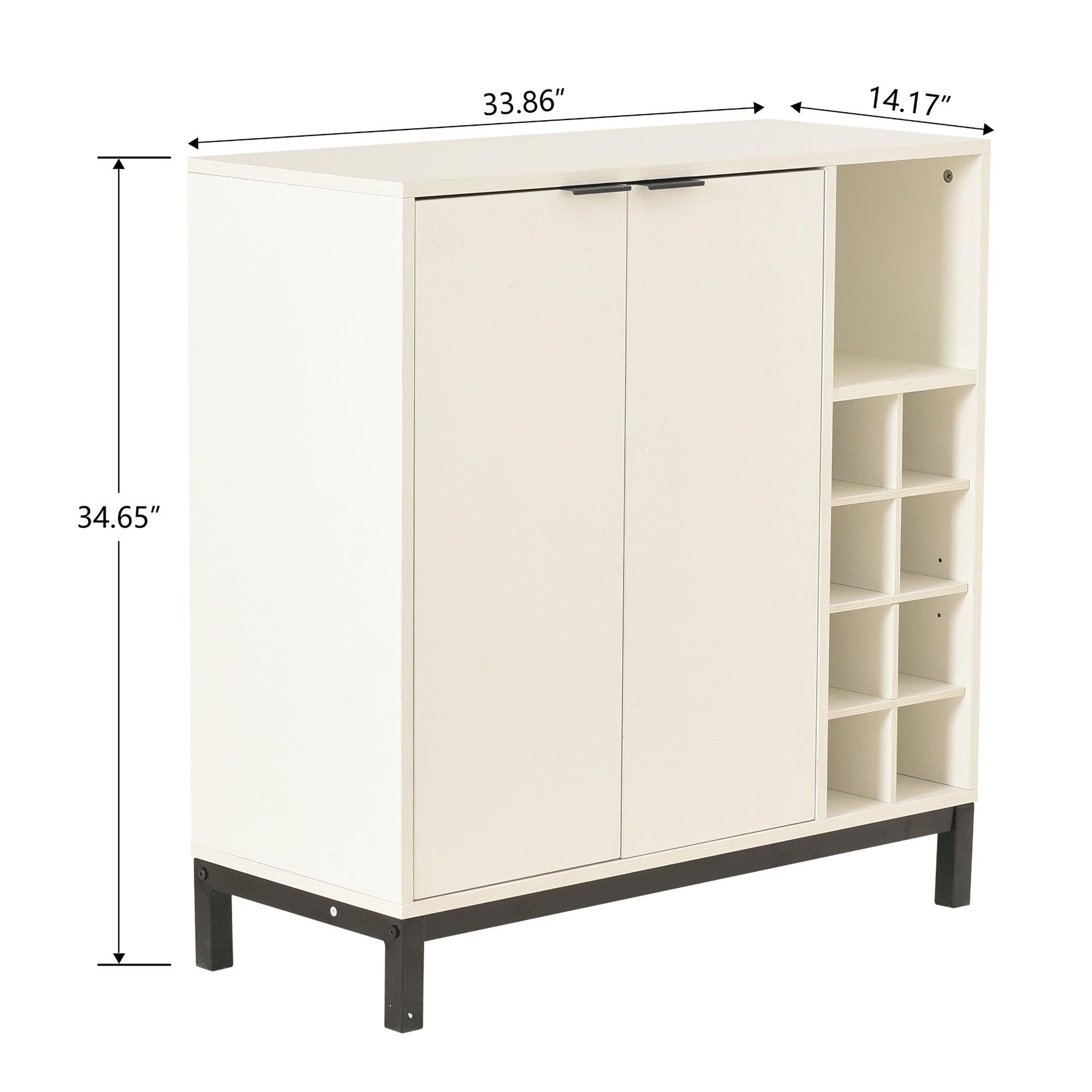 Sideboards and Buffets WithStorage Coffee Bar Cabinet Wine RacksStorage Server Dining Room Console 34 Inch（White）