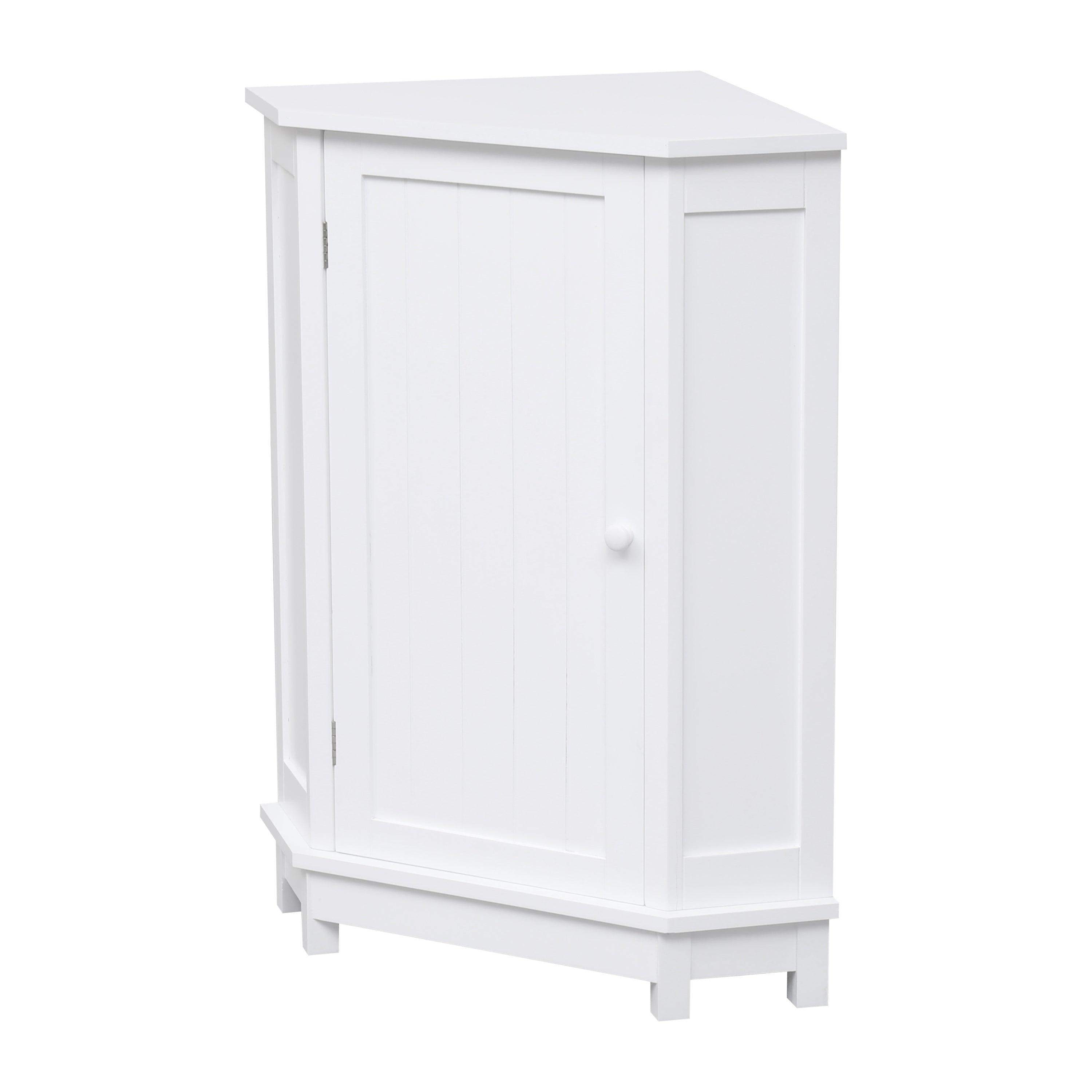 White Bathroom Cabinet Triangle CornerStorage Cabinet with Adjustable ShelfModern Style MDF Board