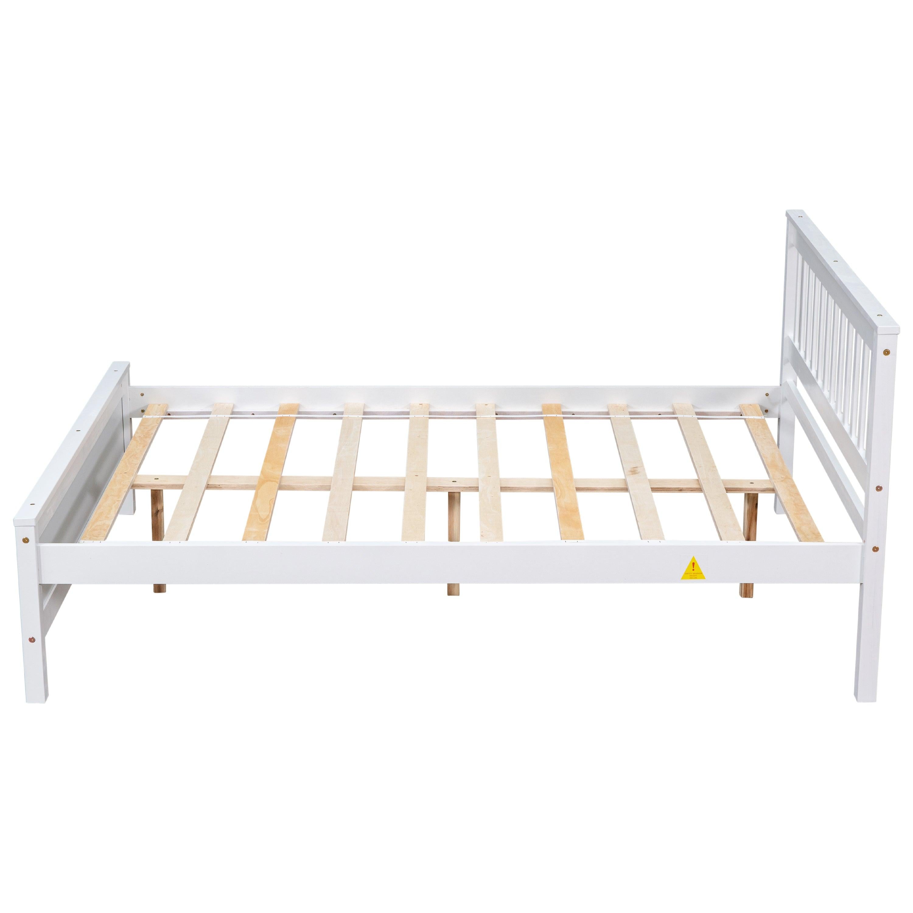 Full Bed with Headboard and Footboard for Kids, Teens, Adults,with a Nightstand ,White