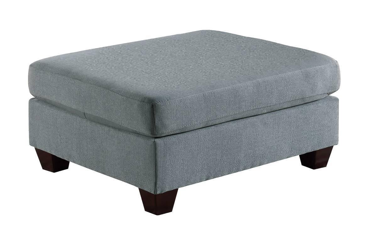 Living Room Furniture Cocktail Ottoman Grey Linen Like Fabric 1pc Plush Ottoman Wooden Legs image